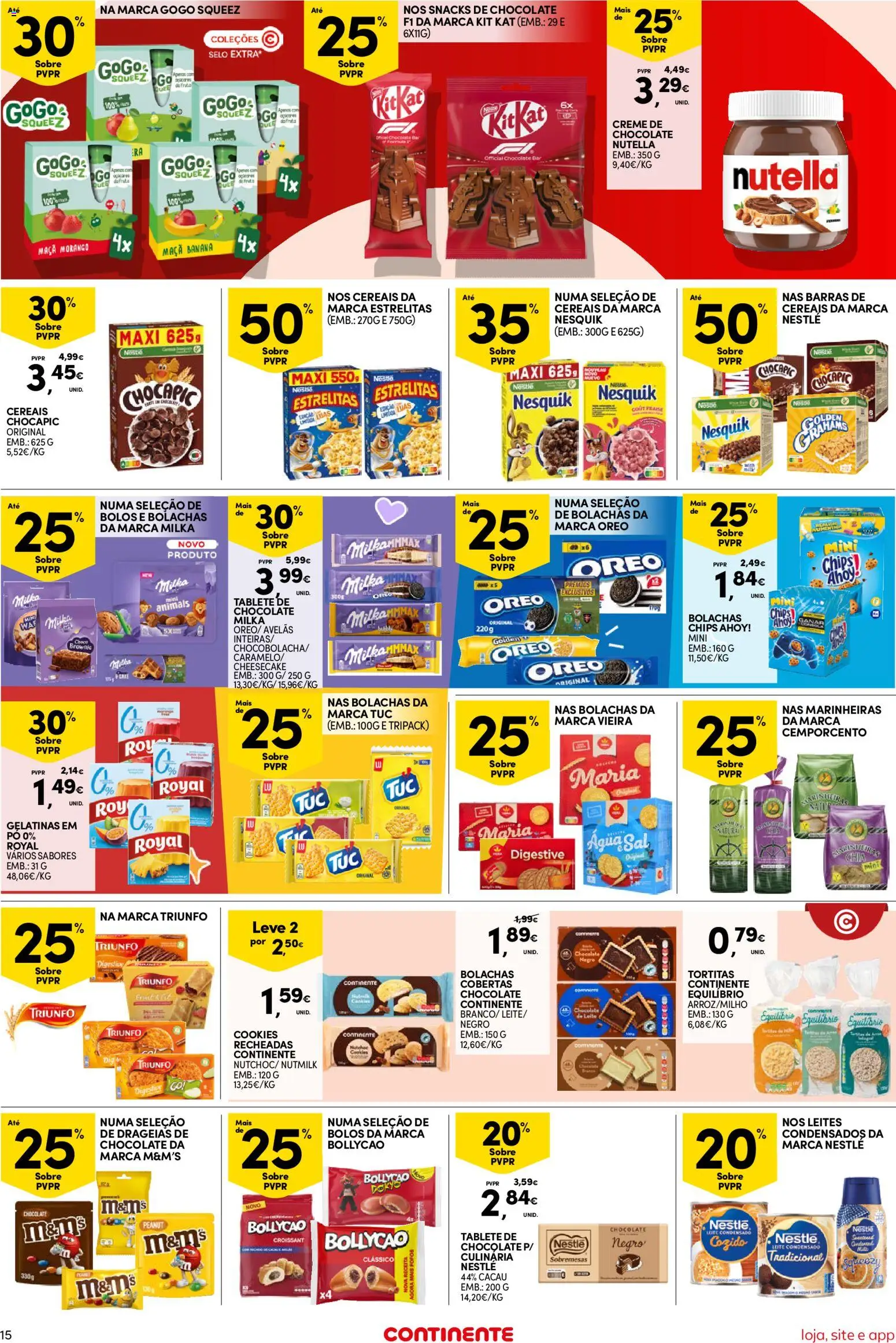 Continente Semanal Continente Bom Dia │ válido de 14/07/2026 | Página: 15 | Produtos: Banana, Milka bolachas, Chocolate, Cereais