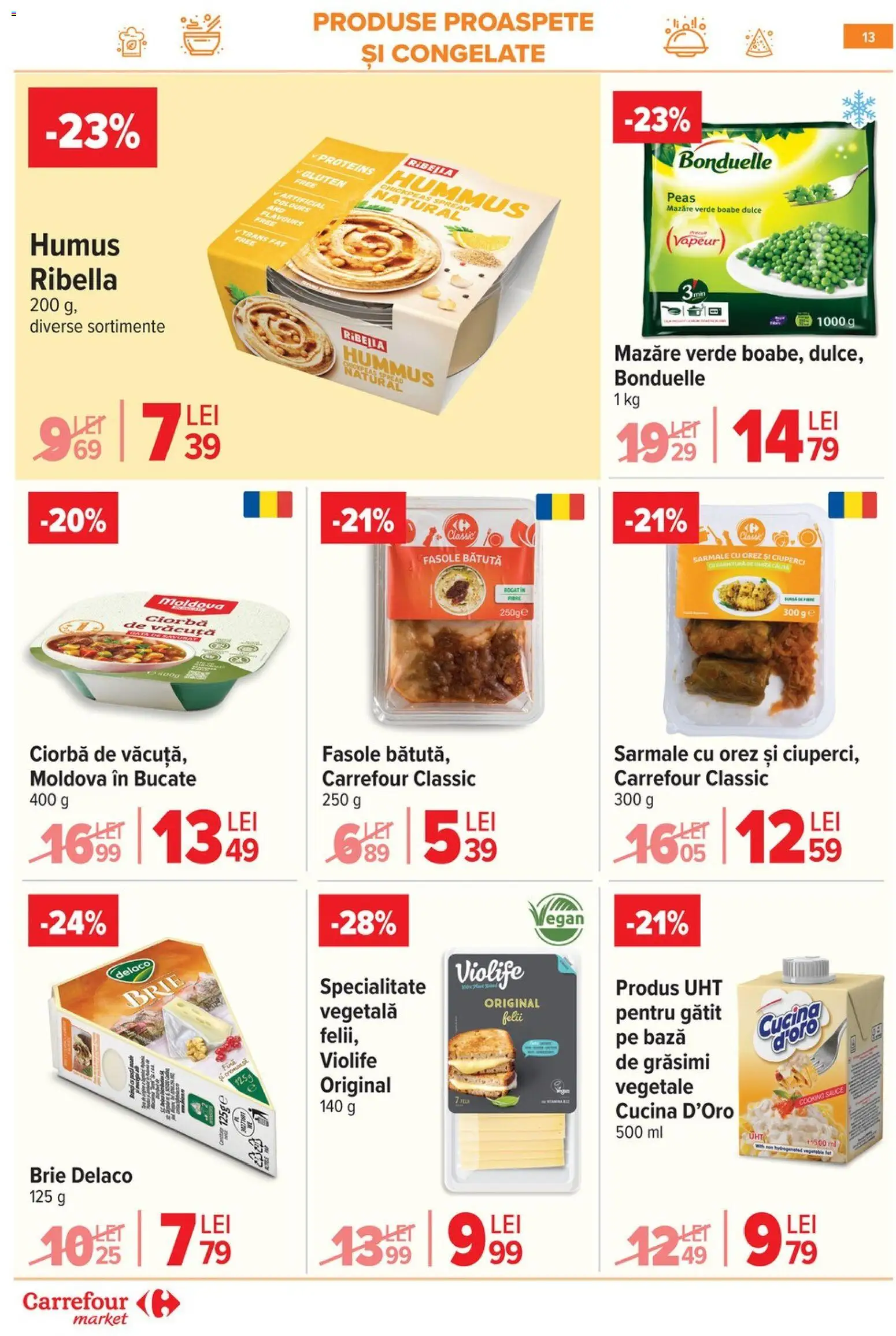 Noul catalog Carrefour – valabil de la 10.06.2026 | Pagină: 13 | Produse: Mazăre, Light Kedi Konservesi, Orez, Humus