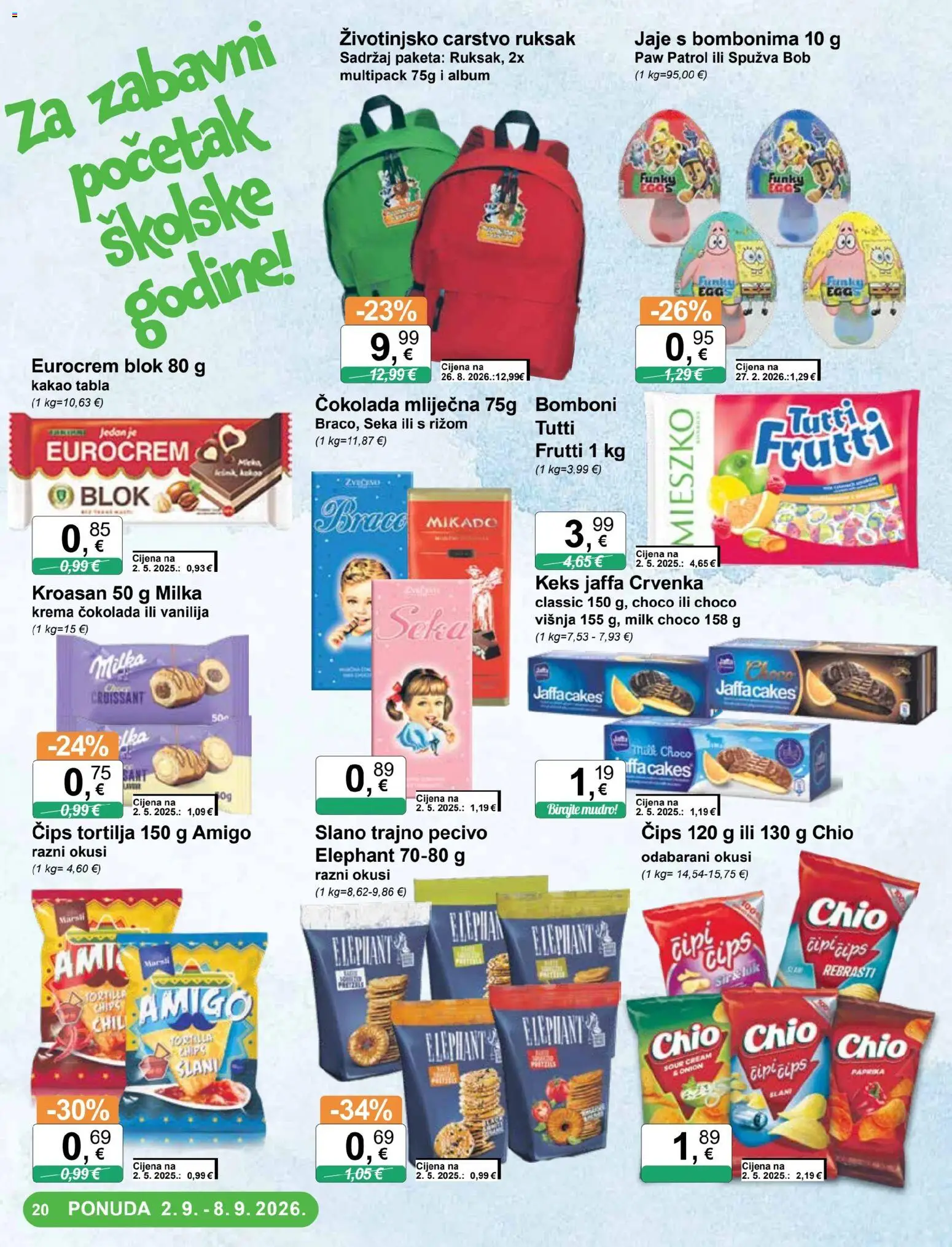 KTC katalog | vrijedi od 02.09.2026 | Stranica: 20 | Proizvodi: Čokolada, Keks, Ruksak, Pecivo