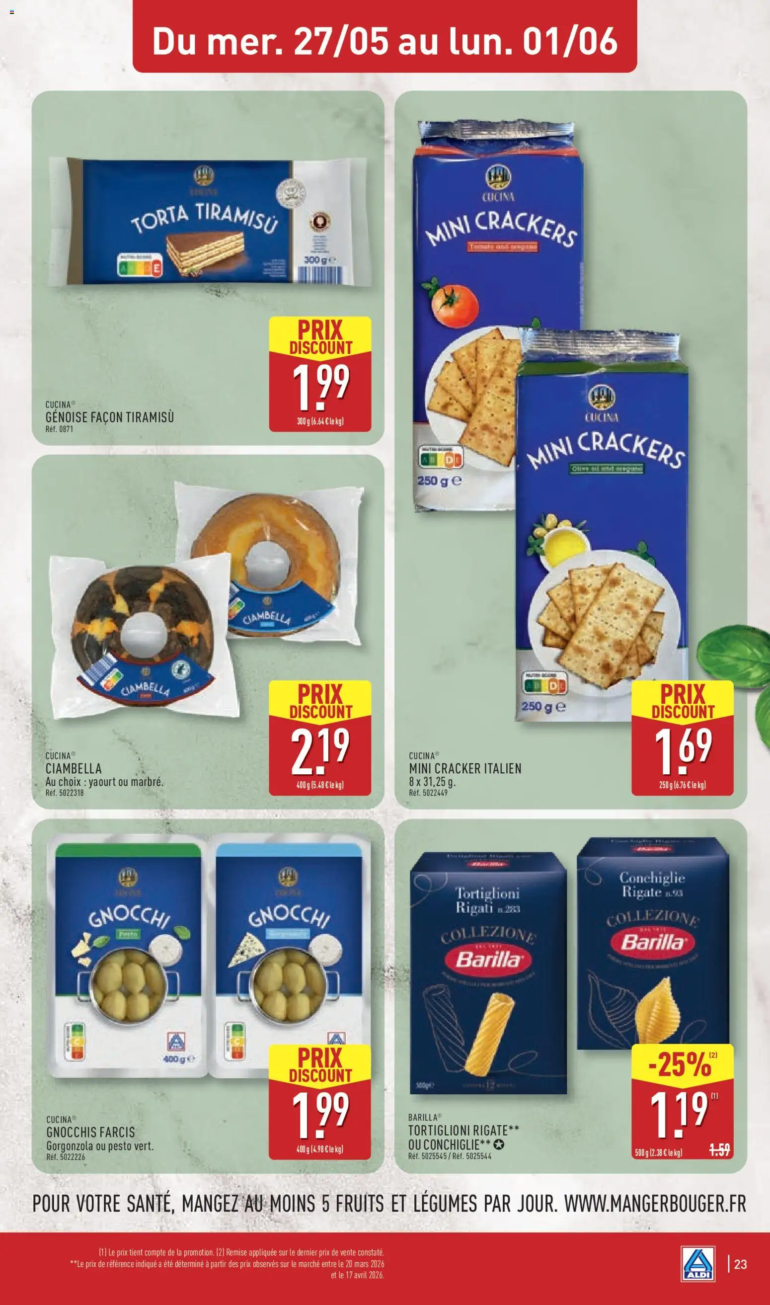 {H1} | Page: 25 | Produits: Crackers, Pesto, Yaourt