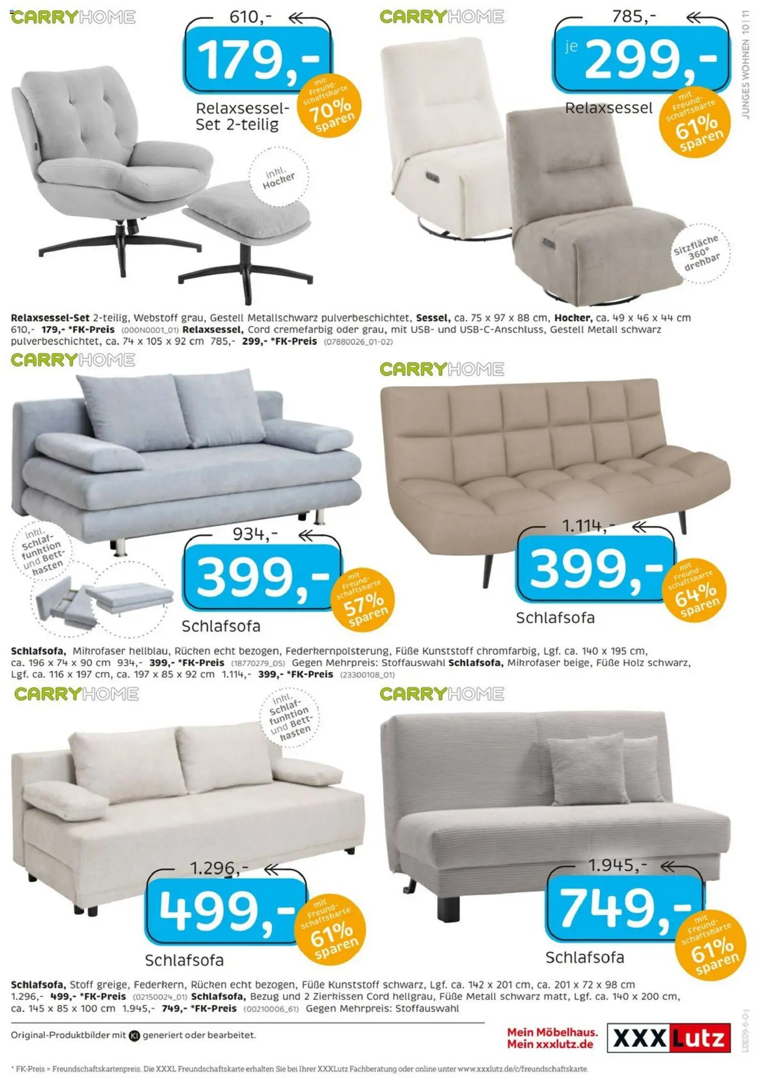 XXXLutz Junges Wohnen – gültig ab 29.08.2026 | Seite: 11 | Produkte: USB, Schlafsofa, Relaxsessel, Bett