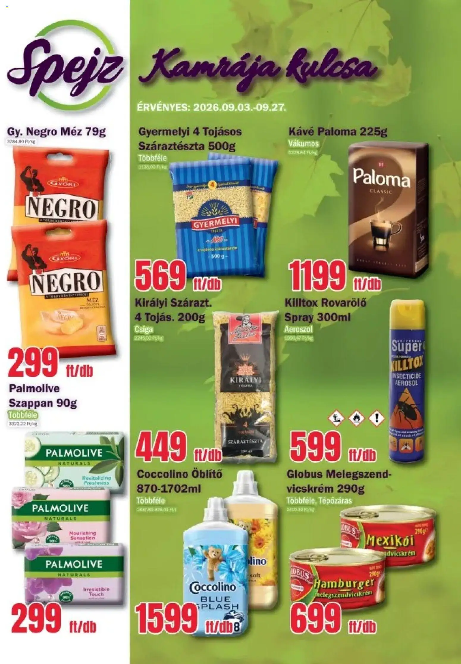 FullDiszkont akciós ujság - amely érvényes a következő dátumtól: 2026.09.03. | Oldal: 1 | Termékek: Palmolive, Öblítő, Kávé, Csiga