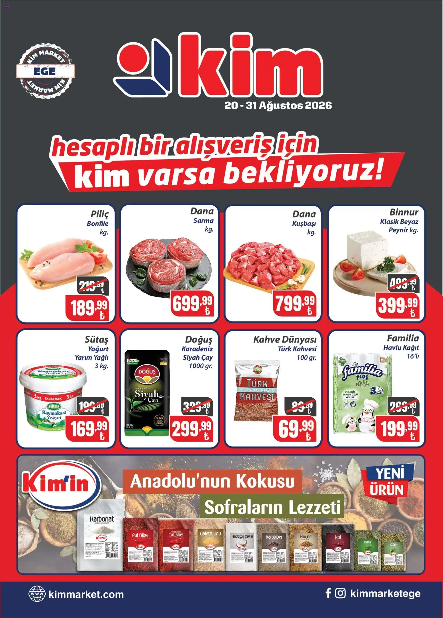 Kim Market Katalog - 20 Ağustos 2026 tarihinden itibaren geçerlidir | Sayfa: 1 | Ürünler: Çay, Biber, Nane, Bonfile