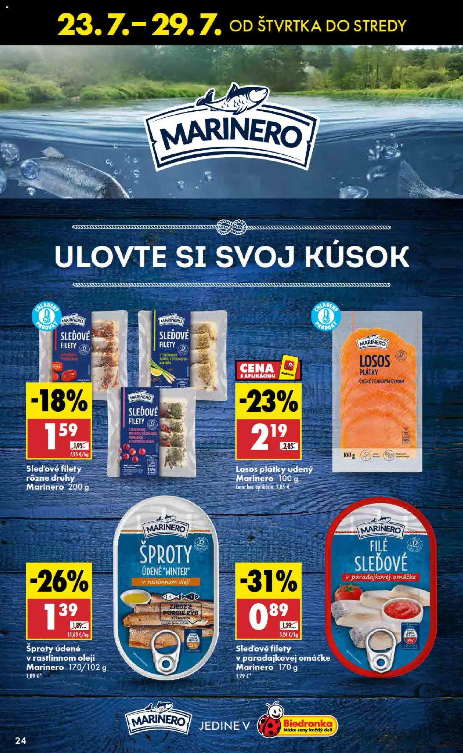 Nové Biedronka akcie – leták je platný od 23.07.2026 | Strana: 24 | Produkty: Losos
