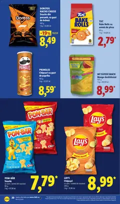 Ofertele Lidl valabile de la 12.10.2026 | Pagină: 20 | Produse: Pringles, Doritos, Fructe, Sare