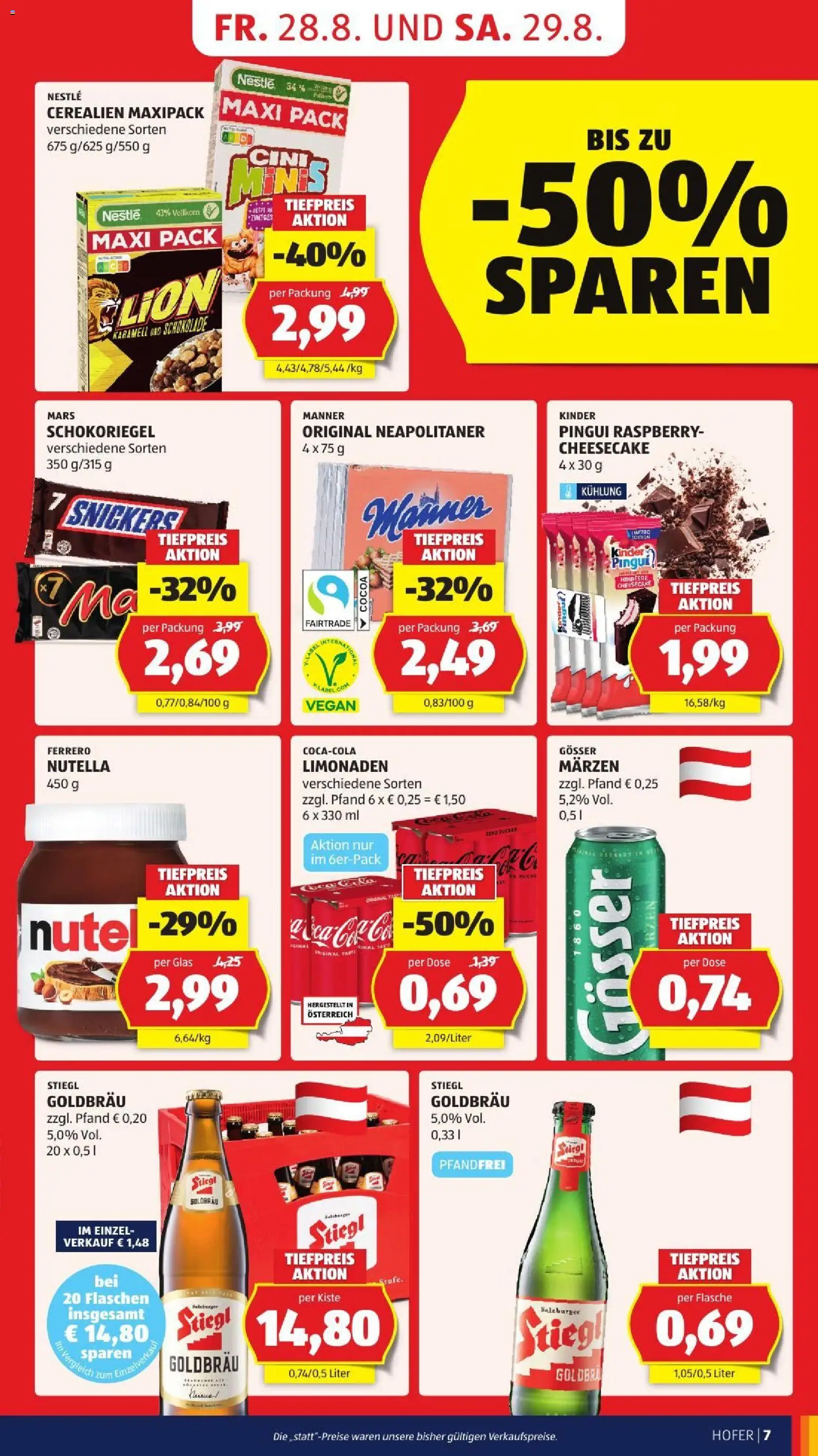 Hofer Flugblatt gültig ab 28.08.2026 | Seite: 17 | Produkte: Zucker, Nutella, Snickers, Schokolade