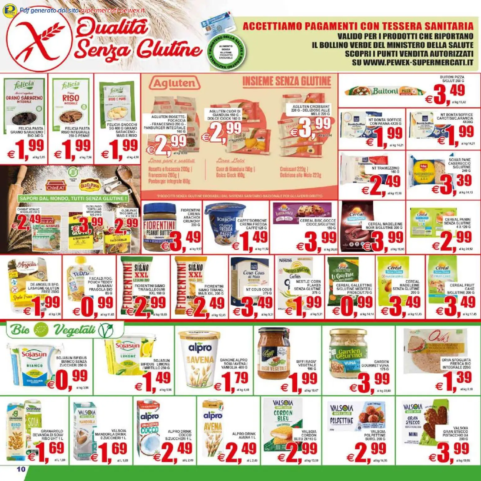 Volantino Pewex del 08.05.2026 | Pagina: 10 | Prodotti: Legumi, Riso, Focaccia, Bevanda di soia