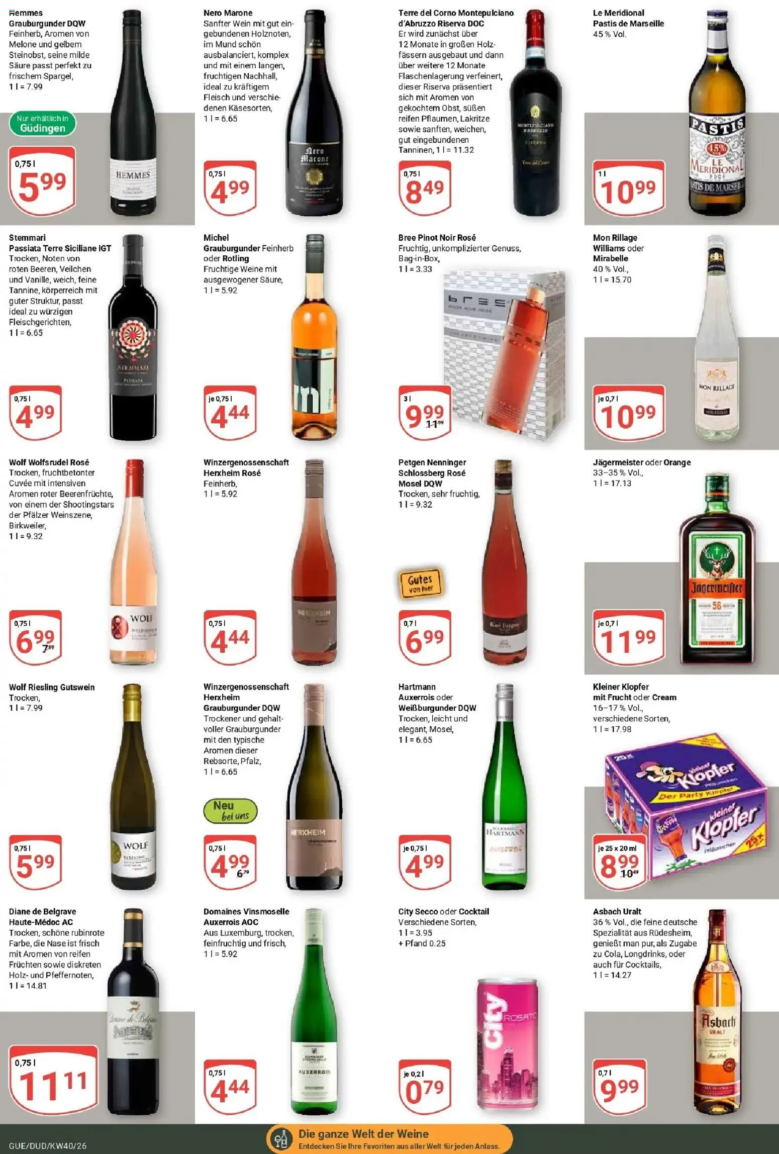 Globus Prospekt Saarbrücken-Dudweiler (ab 28.09.2026) » Angebote online | Seite: 19 | Produkte: Jägermeister, Wein, Fleisch, Asbach