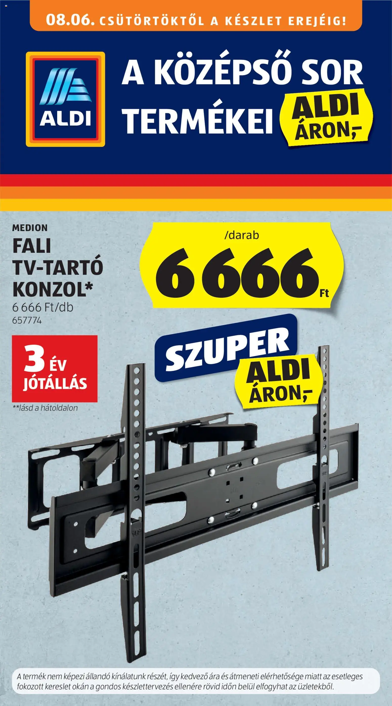 Aldi akciós ujság - amely érvényes a következő dátumtól: 2026.08.06. | Oldal: 1 | Termékek: TV, Sör