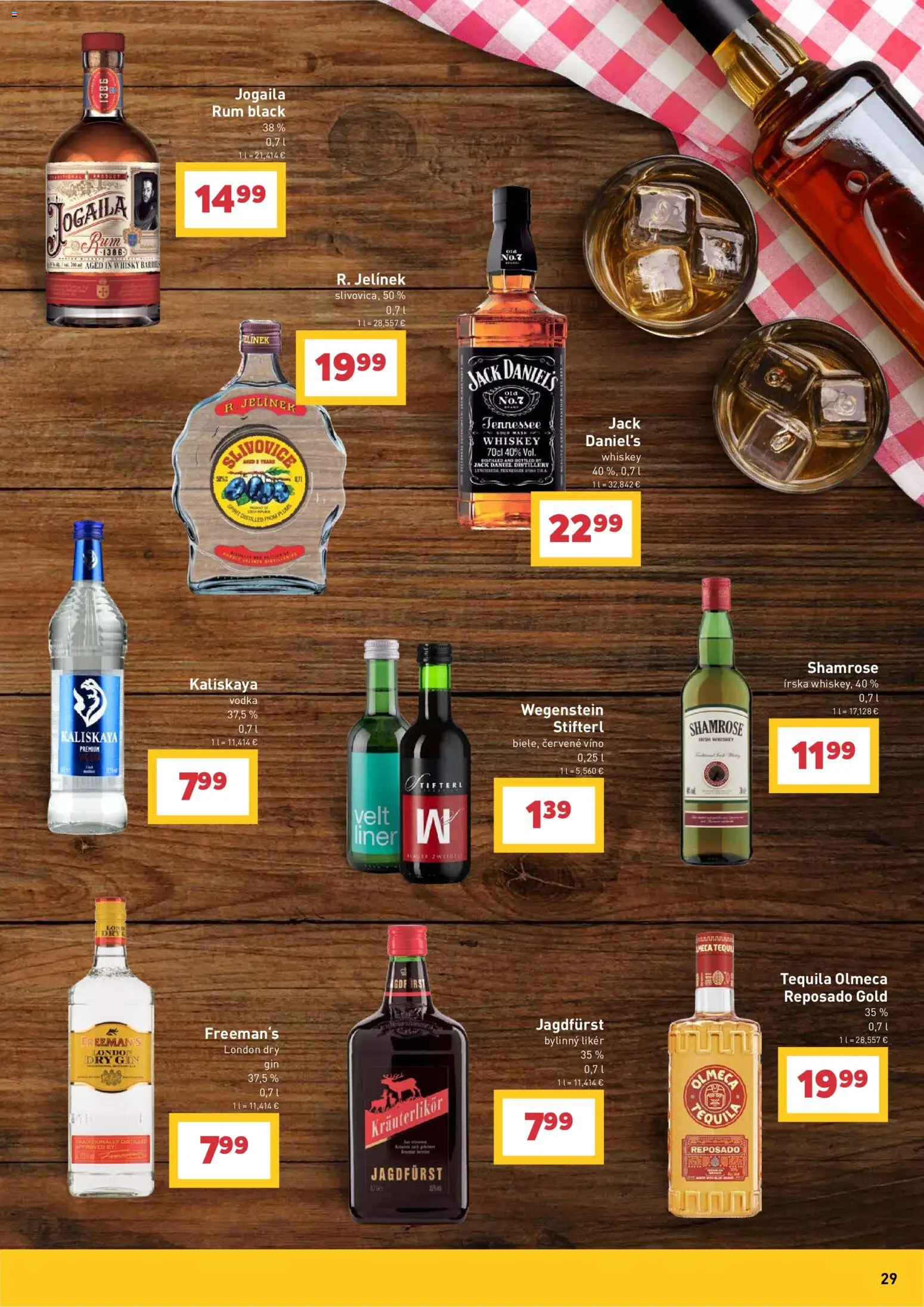 Nové Billa akcie – leták je platný od 08.07.2026 | Strana: 29 | Produkty: Víno, Slivovica, Whisky, Rum