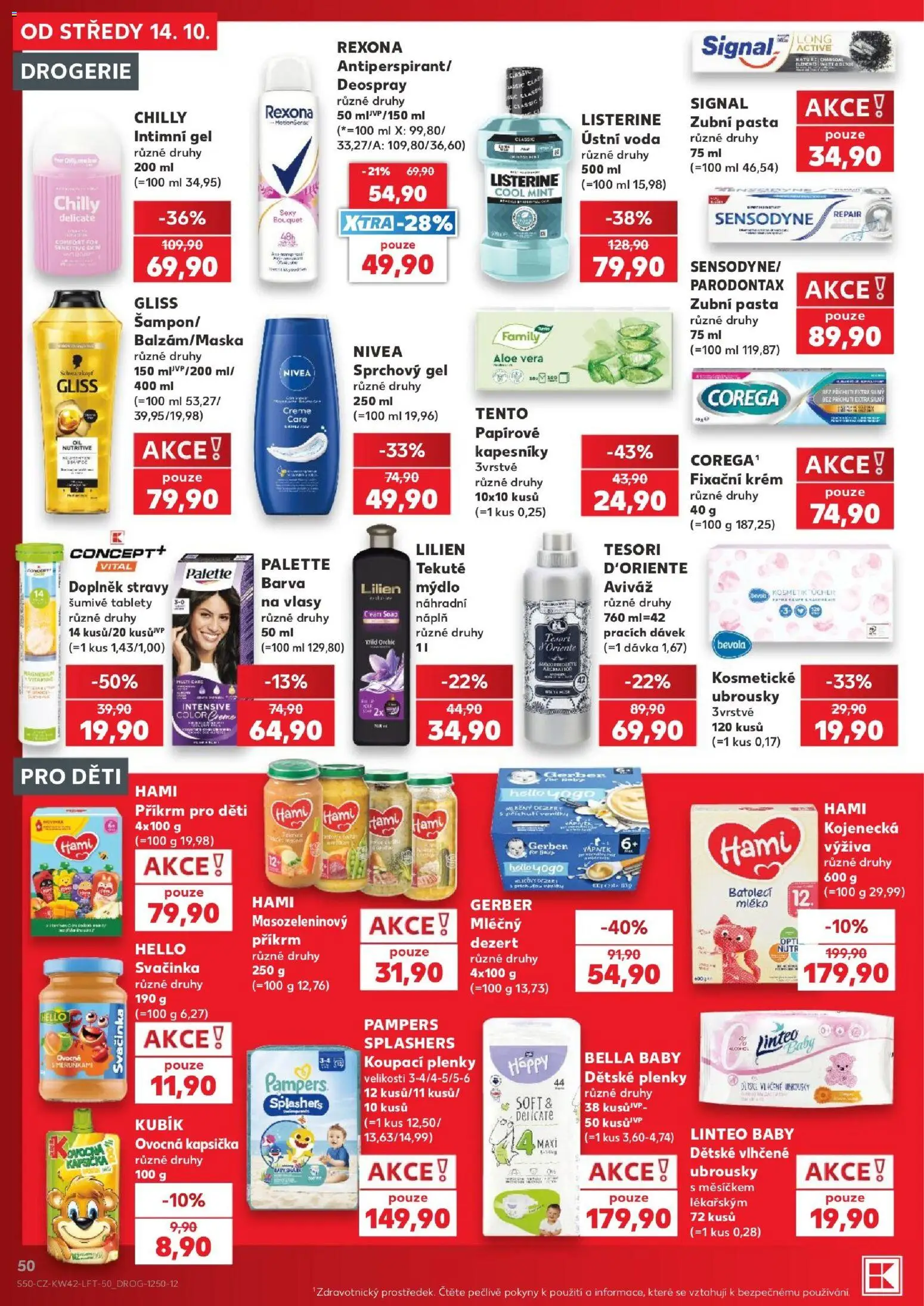 Kaufland leták - Ostrava od 14.10.2026 | Strana: 50 | Produkty: Voda, Mléko, Drogerie, Hami