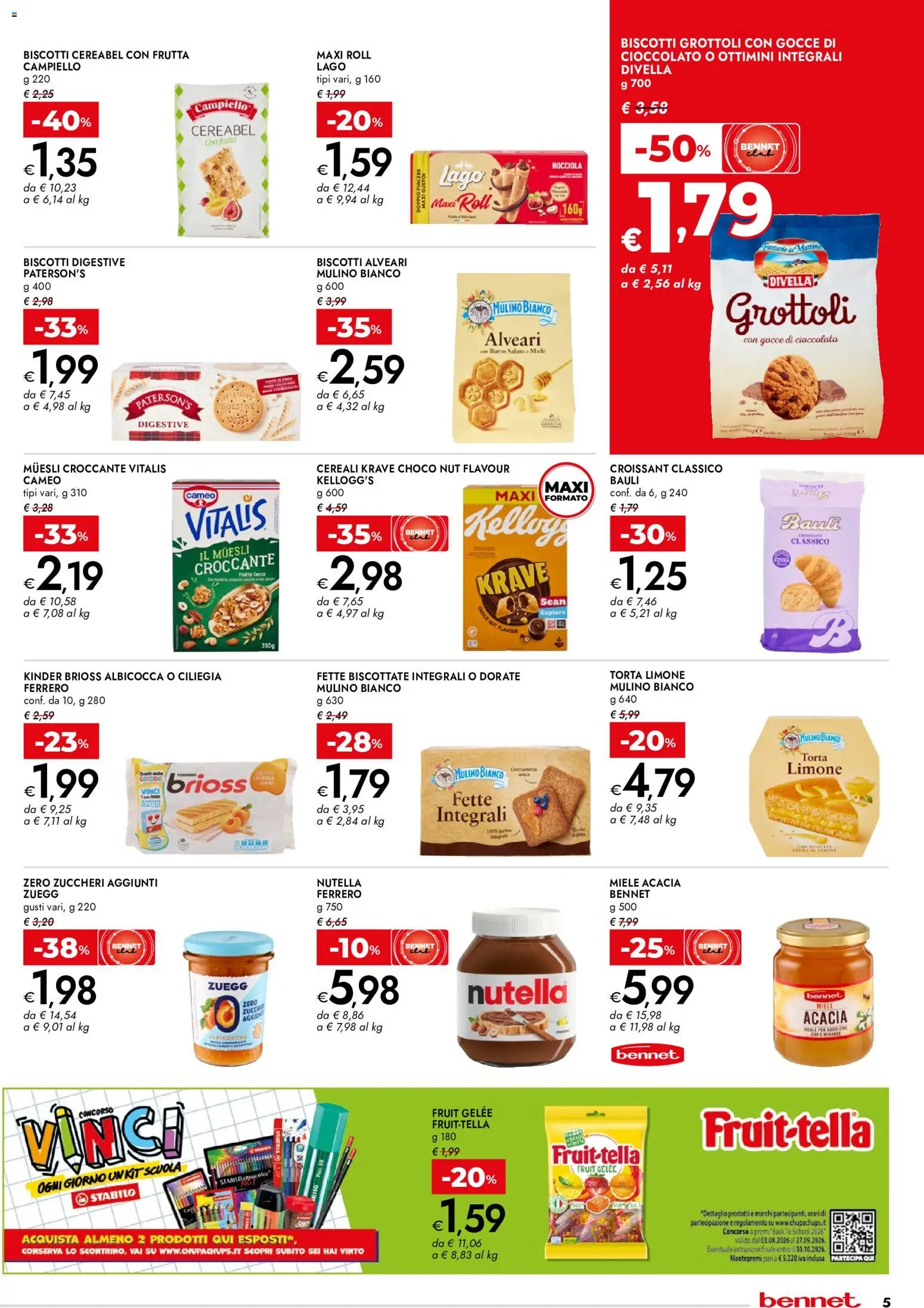 Volantino bennet del 13/08/2026 | Pagina: 5 | Prodotti: Muesli, Frutta secca, Frutta, Nutella