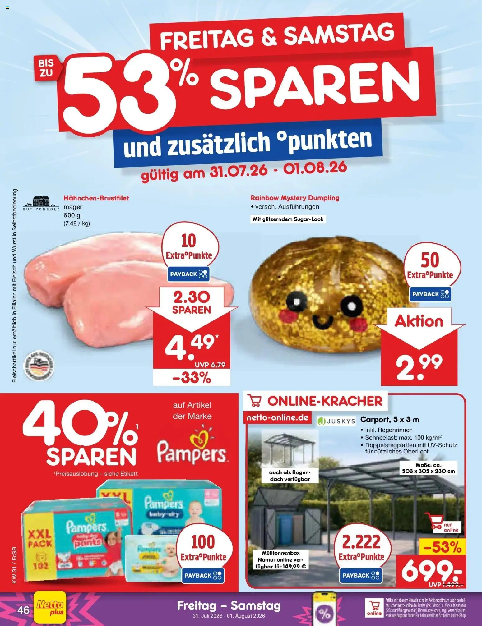 Netto Marken-Discount Prospekt Naumburg – gültig ab 27.07.2026 | Seite: 65 | Produkte: Pampers, Wurst, Fleisch