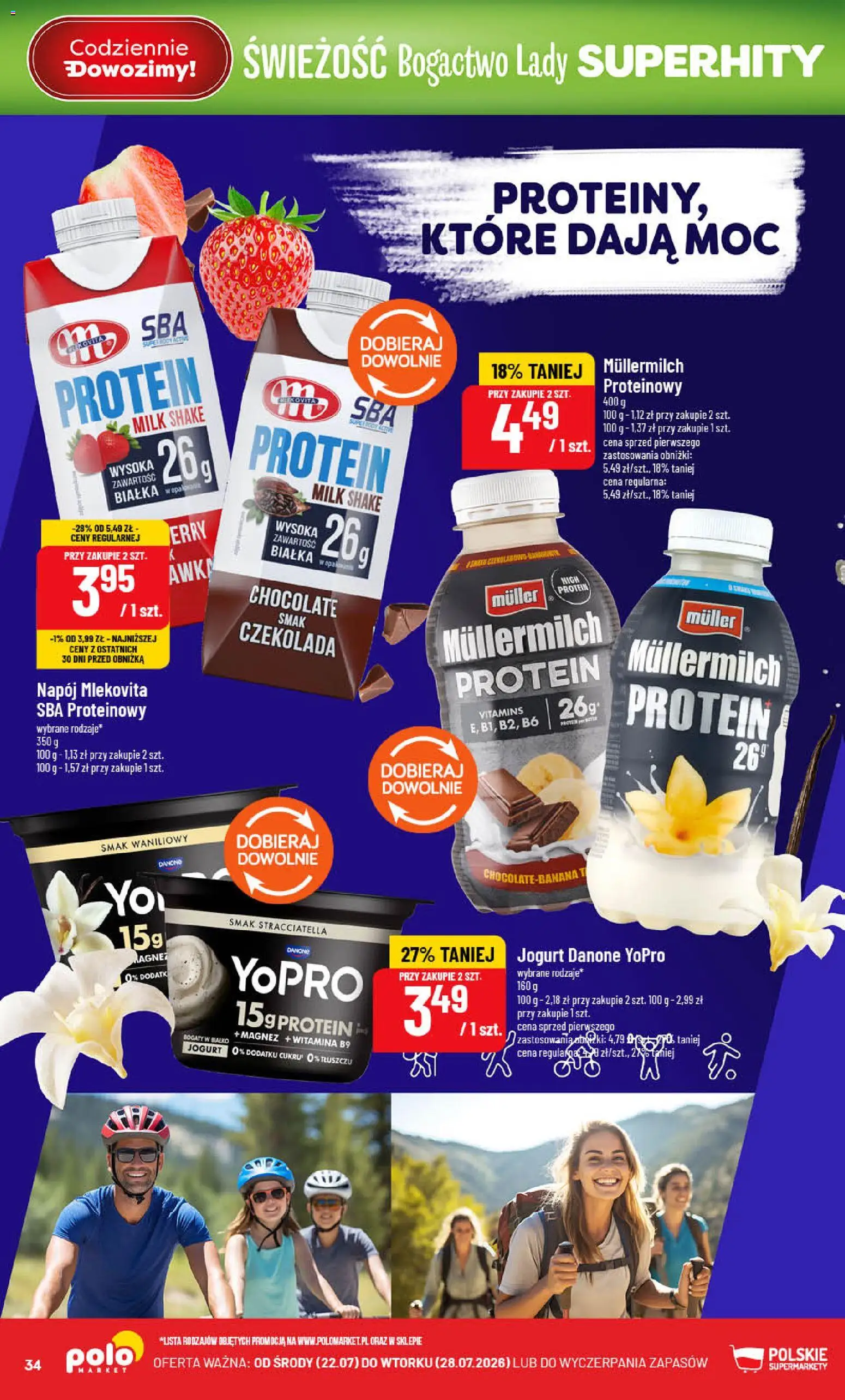 POLOmarket gazetka od 22.07.2026 | Strona: 34 | Produkty: Białko, Müllermilch Protein, Jogurt, Czekolada