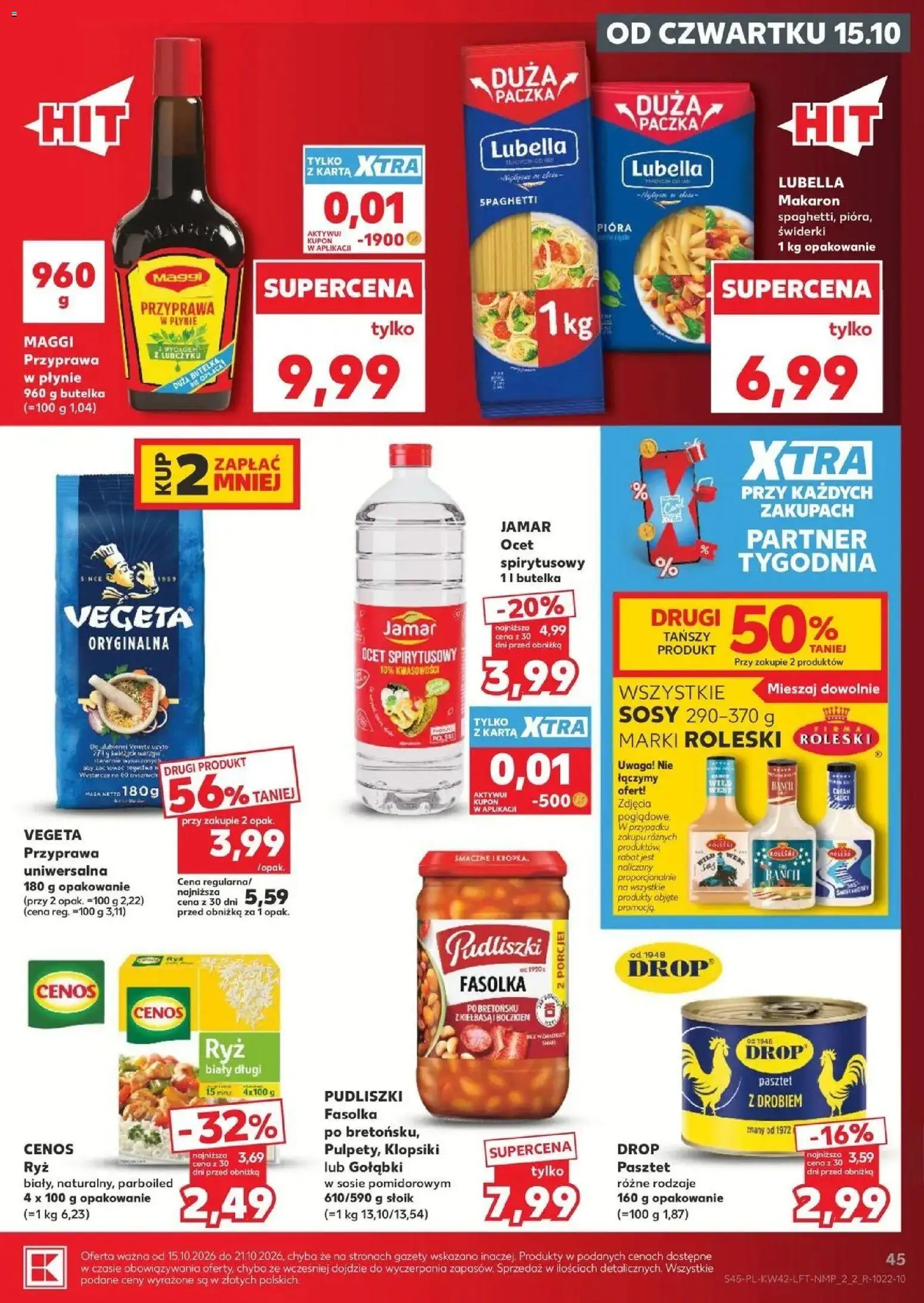 Kaufland aktualna gazetka od 15.10.2026 - od jutra PDF | Strona: 45 | Produkty: Ocet spirytusowy, Karta, Gołąbki, Gazety