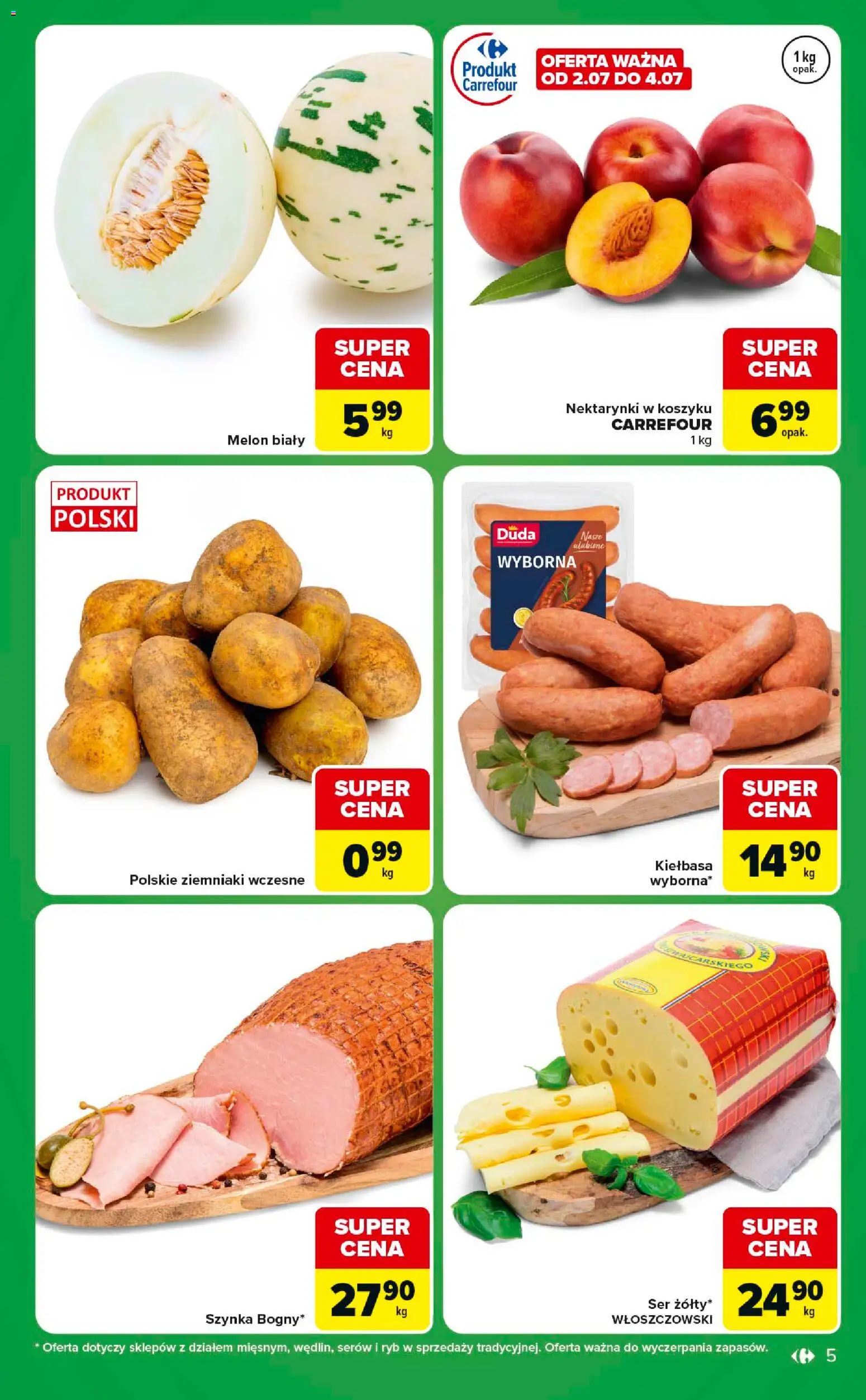 Carrefour gazetka - Express od 30.06.2026 | Strona: 5 | Produkty: Kiełbasa, Melon, Szynka, Ziemniaki