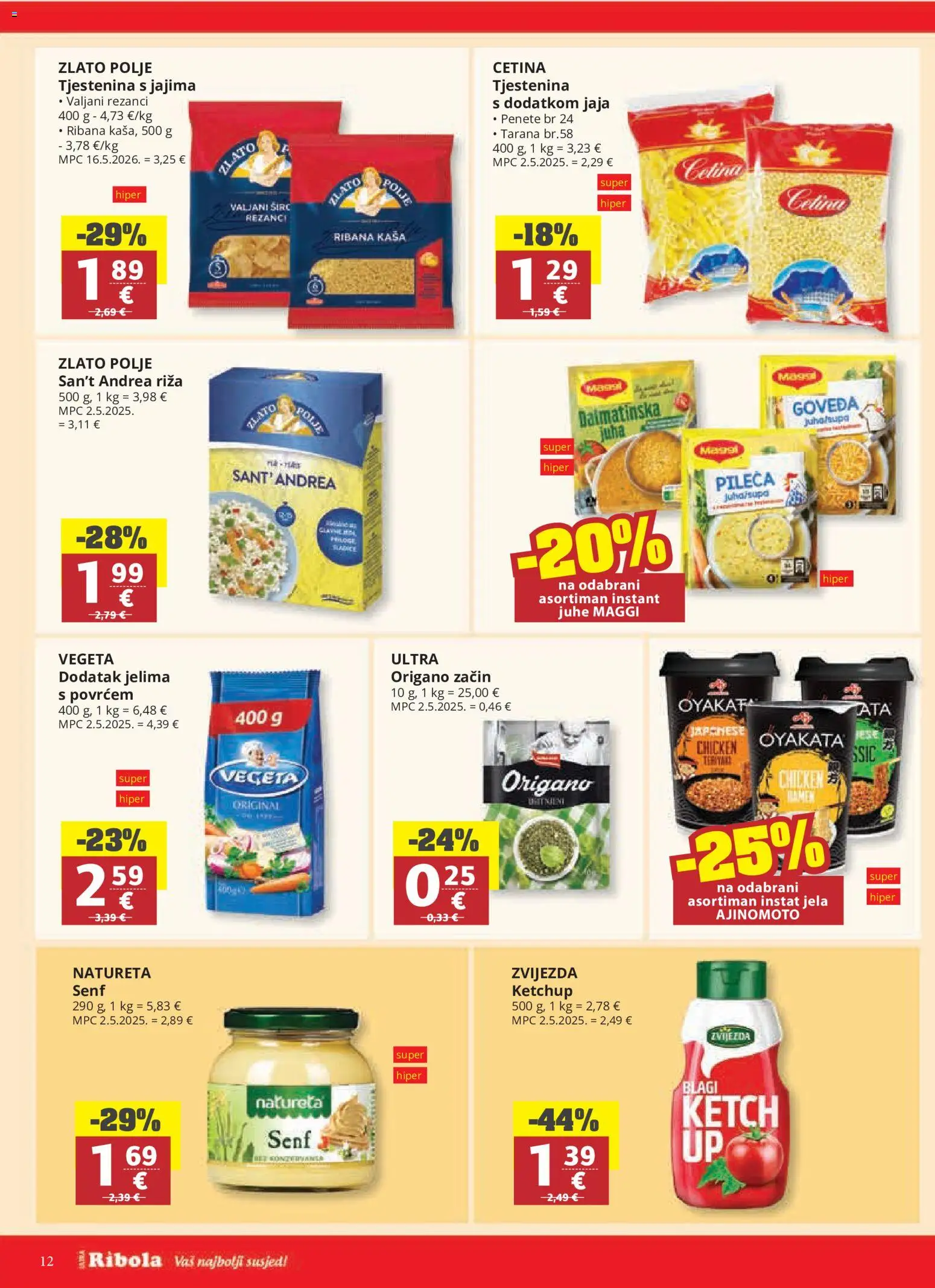 Ribola katalog | vrijedi od 28.10.2026 | Stranica: 12 | Proizvodi: Jaja, Juha, Vegeta, Juhe