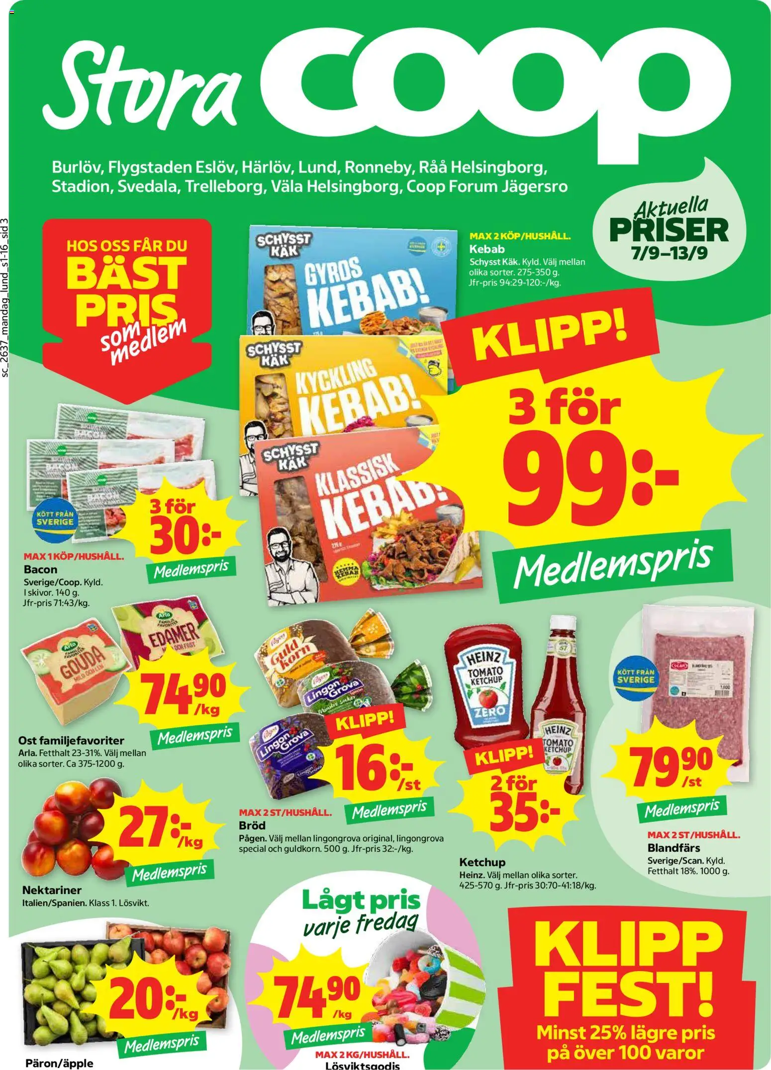 Coop Forum reklamblad aktuell från 07/09/2026 | Sida: 3 | Produkter: Ost, Bröd, Nektariner, Ketchup