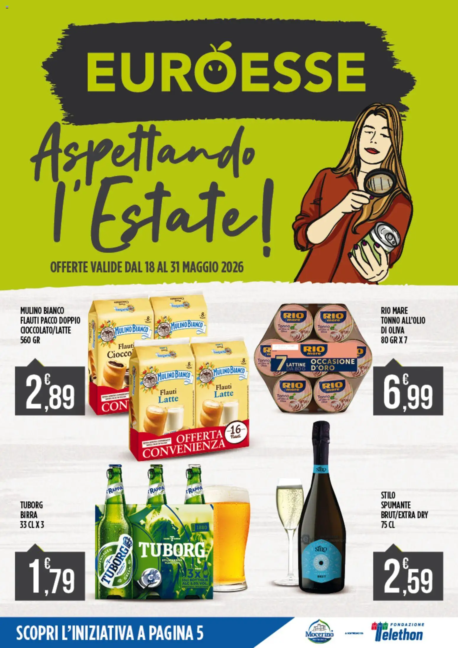 Volantino Euroesse del 18.05.2026 | Pagina: 1 | Prodotti: Birra, Latte, Spumante, Tonno