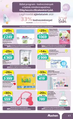 Auchan akciós újság - amely érvényes a következő dátumtól: 2026.10.01. | Oldal: 41 | Termékek: Krém, HiPP, Bugyipelenka, Keksz
