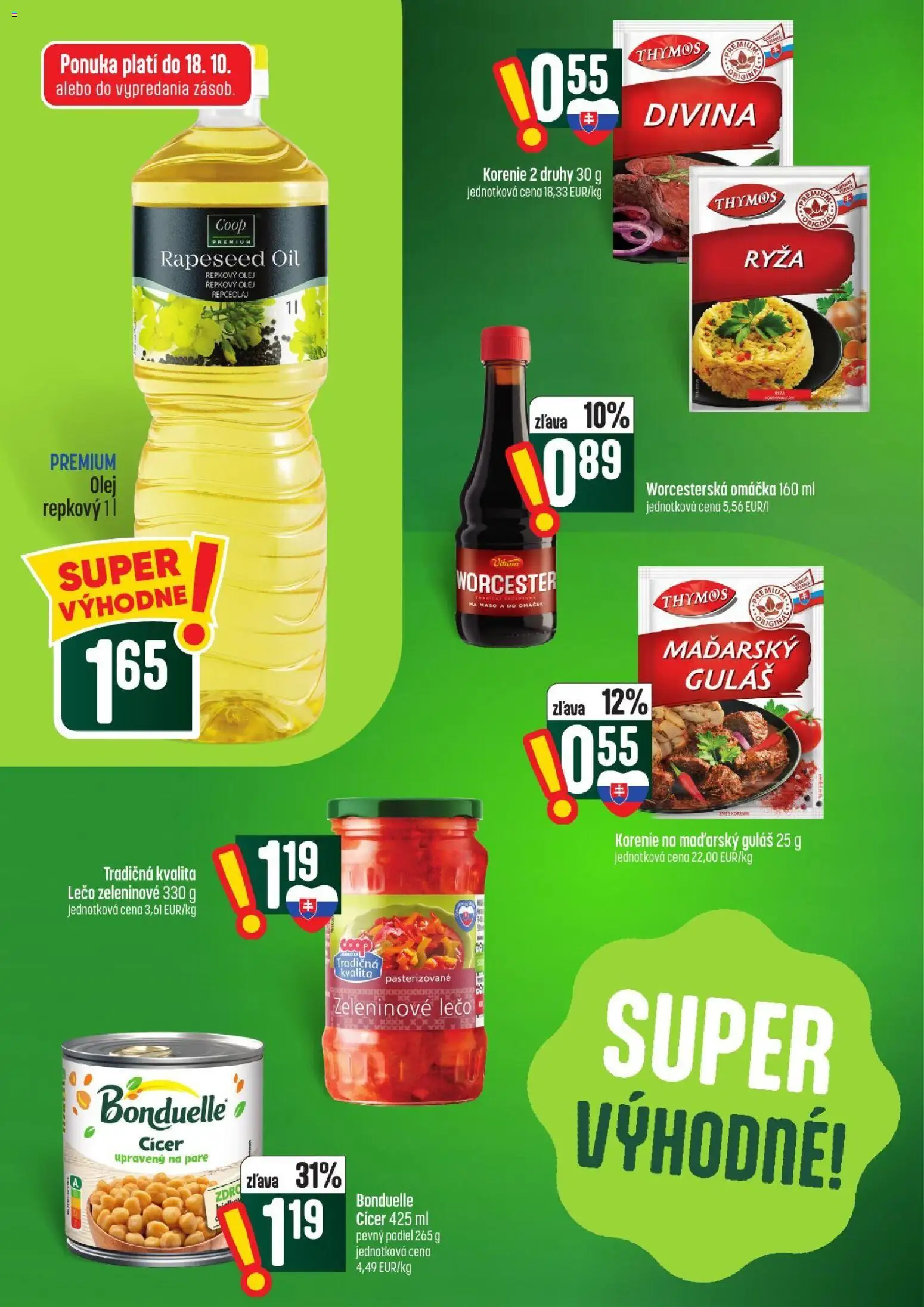 Nové COOP Jednota akcie – leták je platný od 15.10.2026 | Strana: 30 | Produkty: Olej, Repkový olej, Mäso, Omáčka
