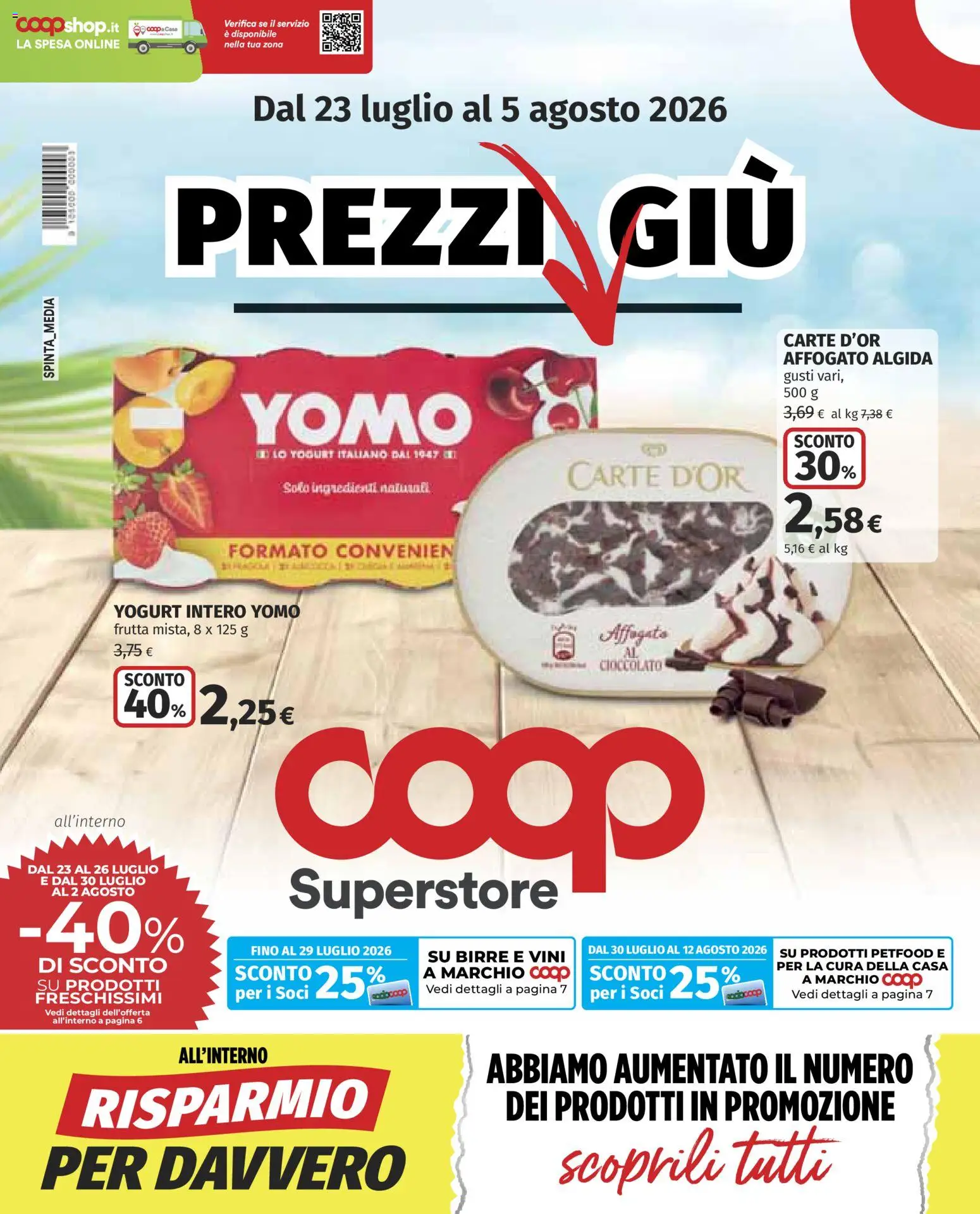 Volantino COOP del 23/07/2026 | Pagina: 1 | Prodotti: Yogurt, Cioccolato, Frutta