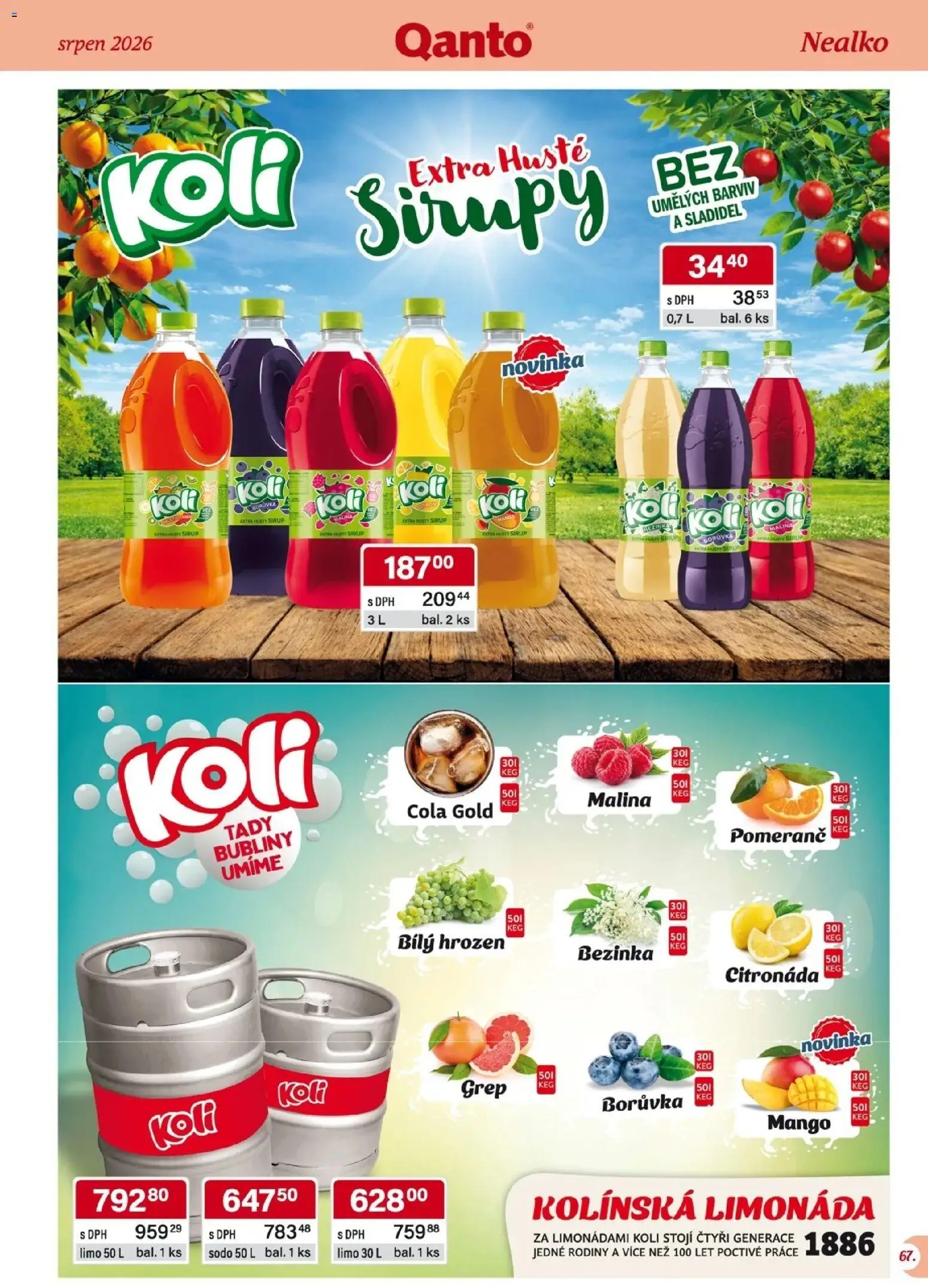 Astur & Qanto leták - Velkoobchod 08/2026 od 01.08.2026 | Strana: 68 | Produkty: Mango, Limonáda, Grep, Cola