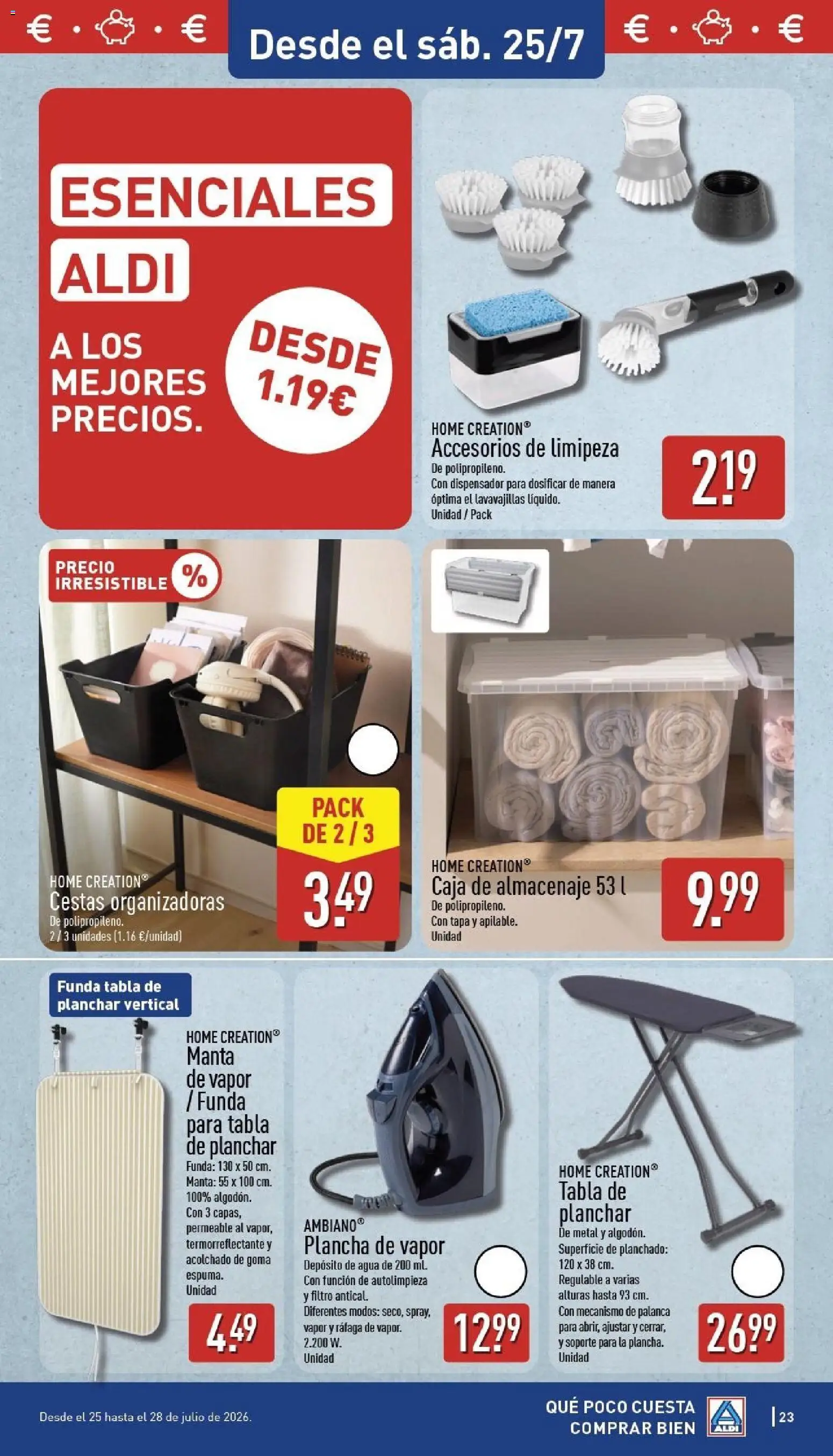 Aldi folleto Canarias │ válido desde el 20/07/2026 | Página: 23 | Productos: Manta, Tabla de planchar, Lavavajillas, Almacenaje
