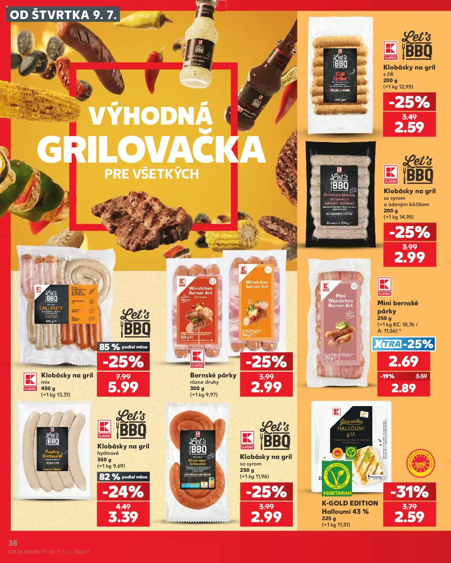 Nové Kaufland akcie – leták je platný od 09.07.2026 | Strana: 38 | Produkty: Gril, Párky