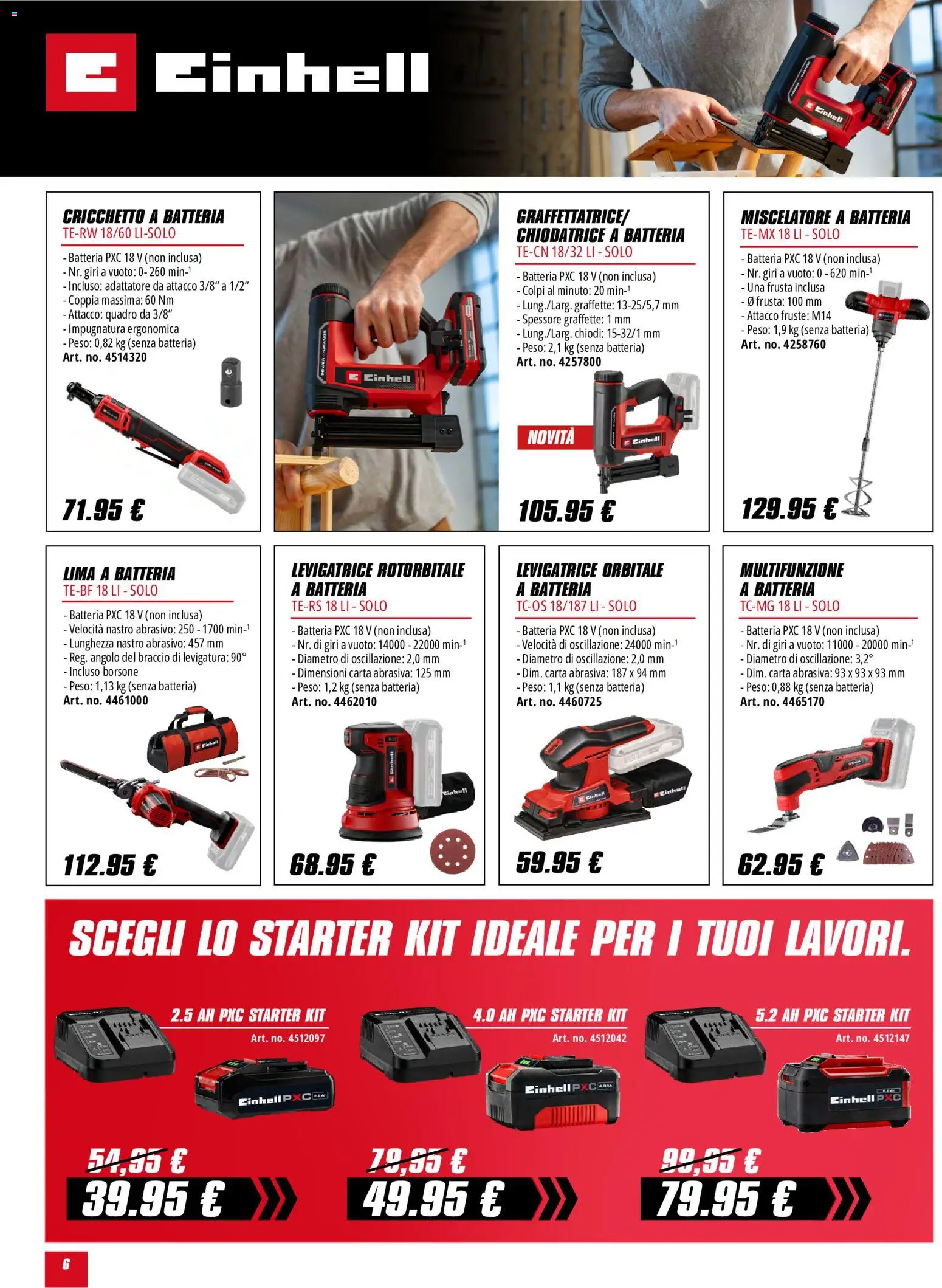 Volantino Einhell del 01/10/2026 | Pagina: 6 | Prodotti: Lima, Chiodi, Adattatore, Batteria
