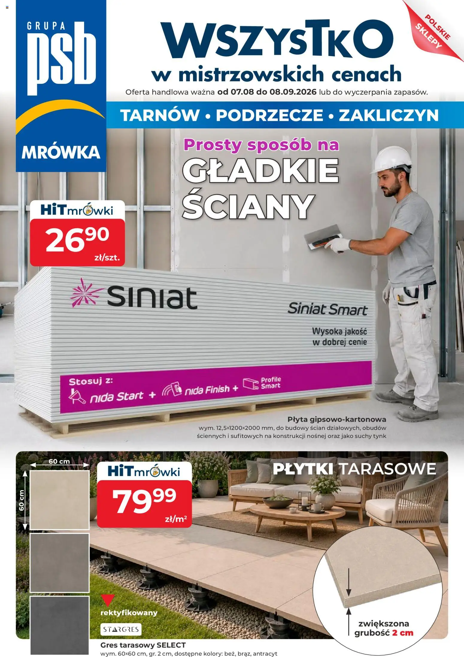 Mrówka gazetka - Tarnów od 07.08.2026 | Strona: 1 | Produkty: Płytki, Finish