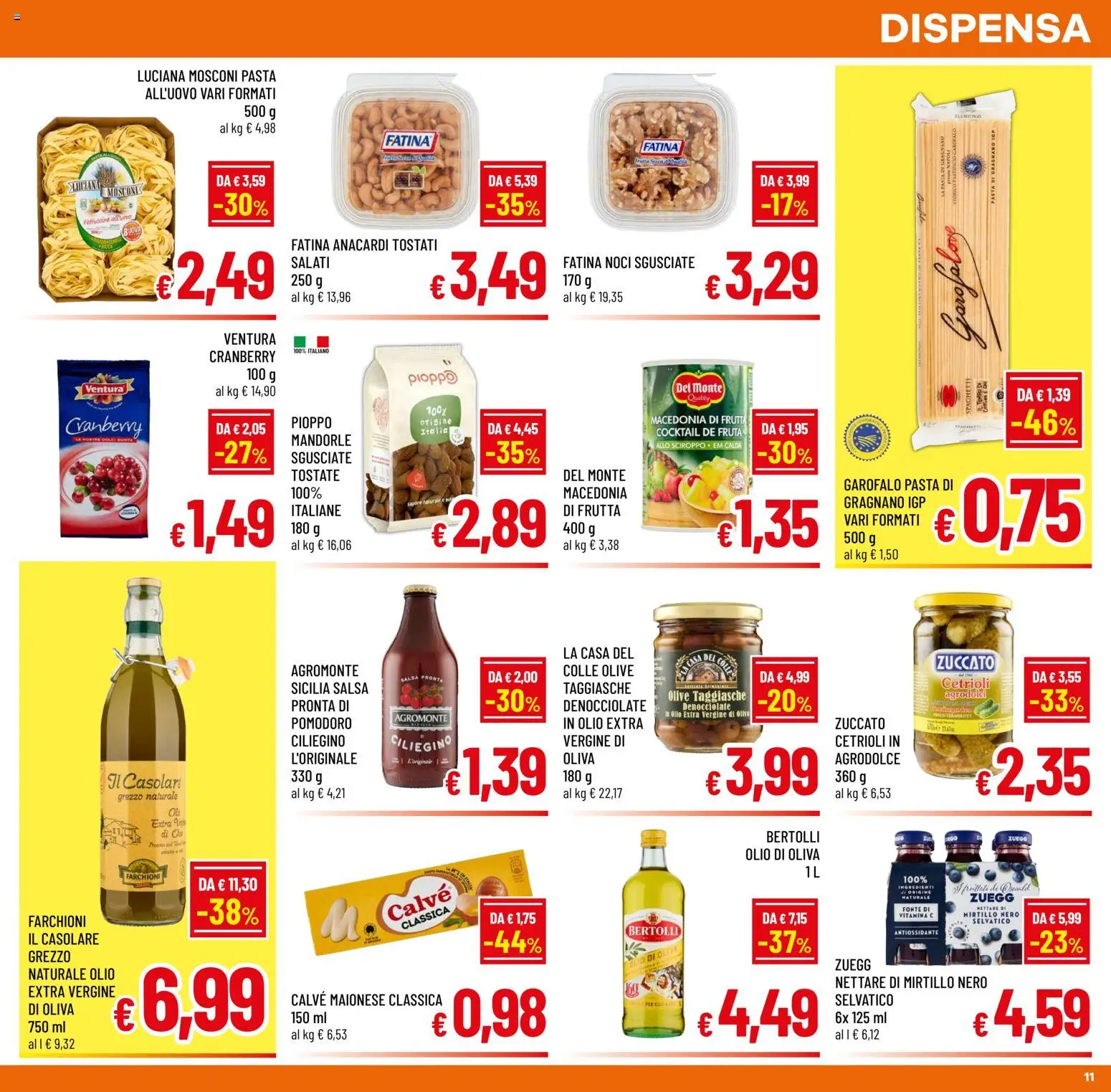 Volantino A&O del 16/09/2026 | Pagina: 11 | Prodotti: Frutta, Salsa, Olio extra vergine, Olio di Oliva