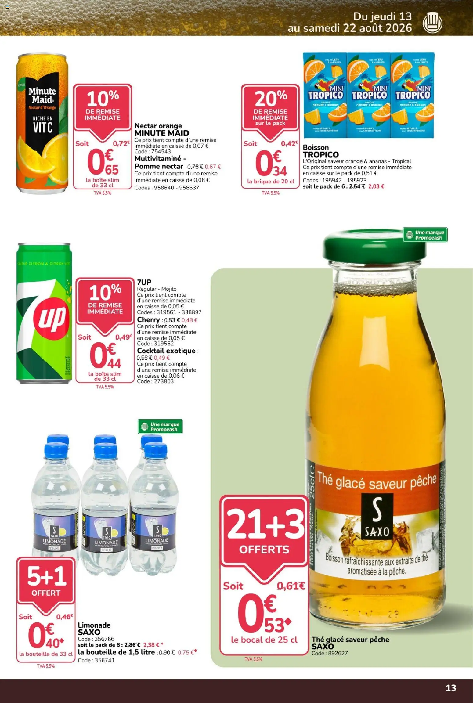 {H1} | Page: 13 | Produits: Glace, Citron, Pêche, Thé