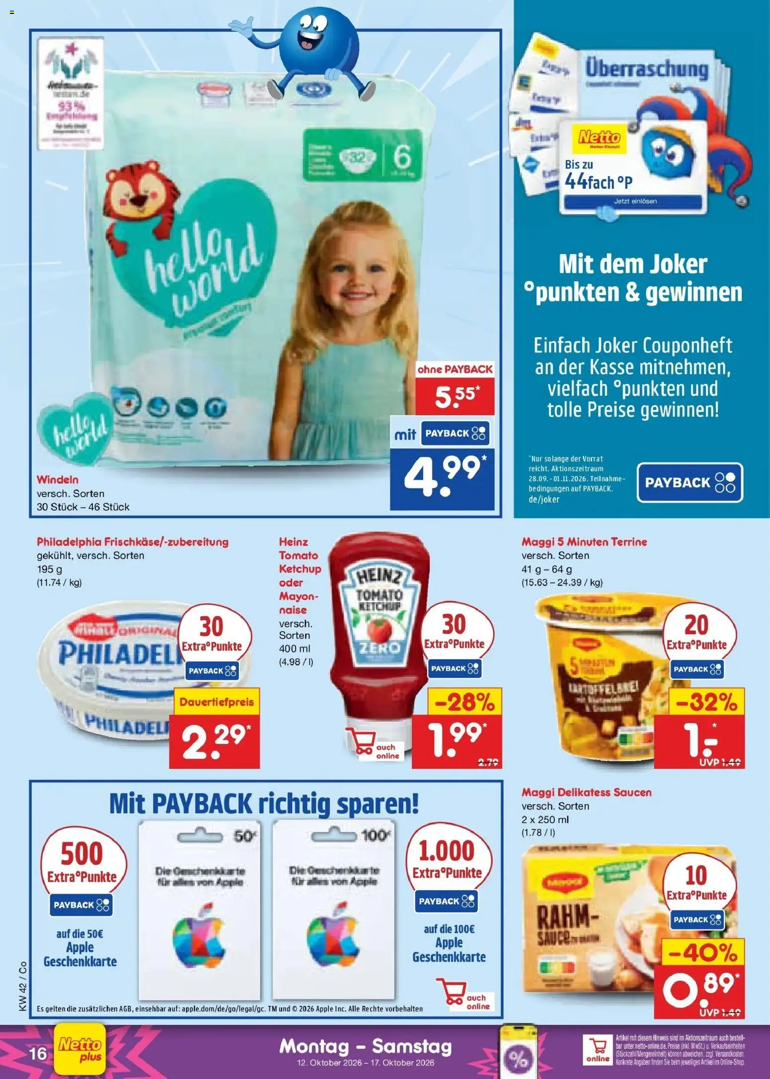Netto Marken-Discount Prospekt Leipzig (ab 12.10.2026) » Angebote | Seite: 18 | Produkte: Maggi, Philadelphia, Apple, Maggi 5 minuten terrine