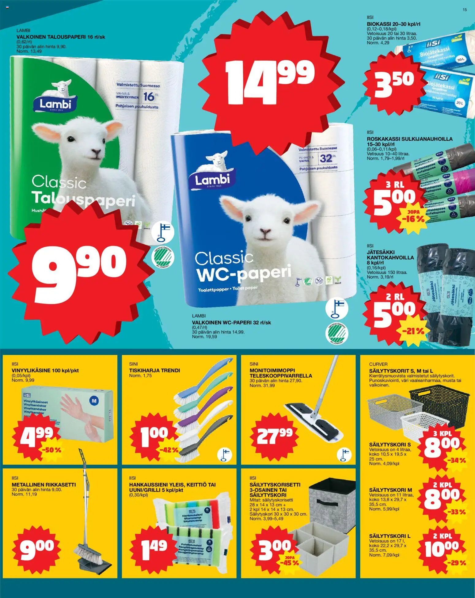 Tokmanni tarjoukset – voimassa 18.05.2026 alkaen | Sivu: 15 | Tuotteet: Wc-paperi, Keittiö, Tiskiharja