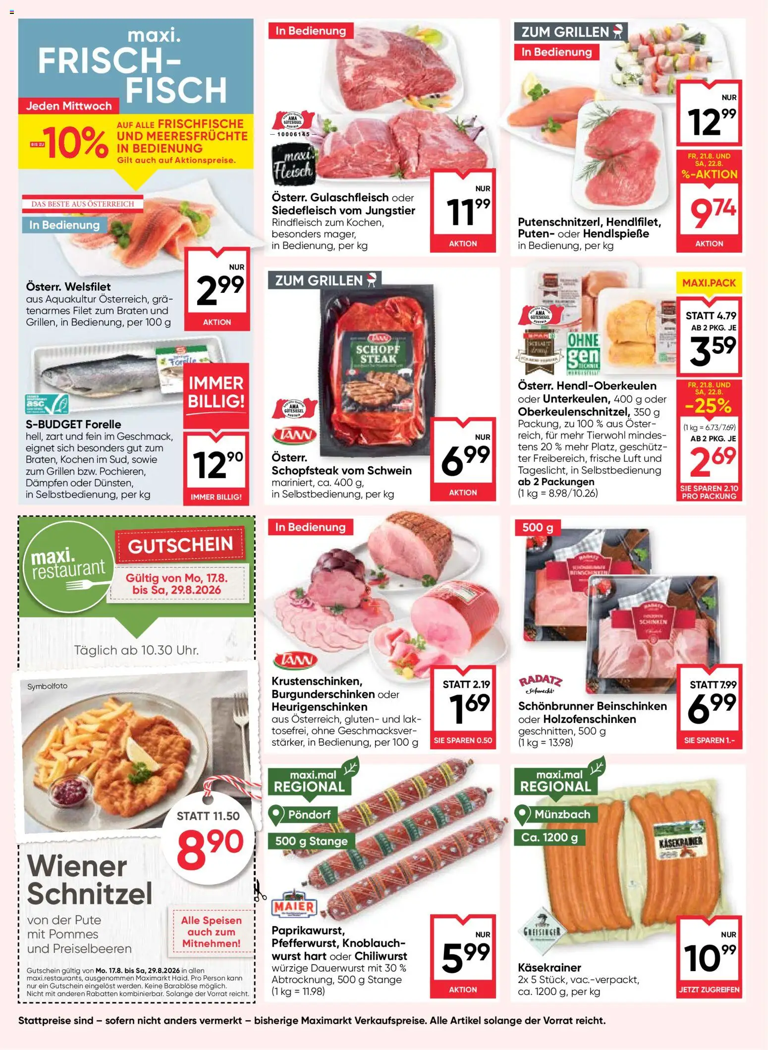 Maximarkt Flugblatt gültig ab 20.08.2026 | Seite: 8 | Produkte: Meeresfrüchte, Wurst, Knoblauch, Fisch