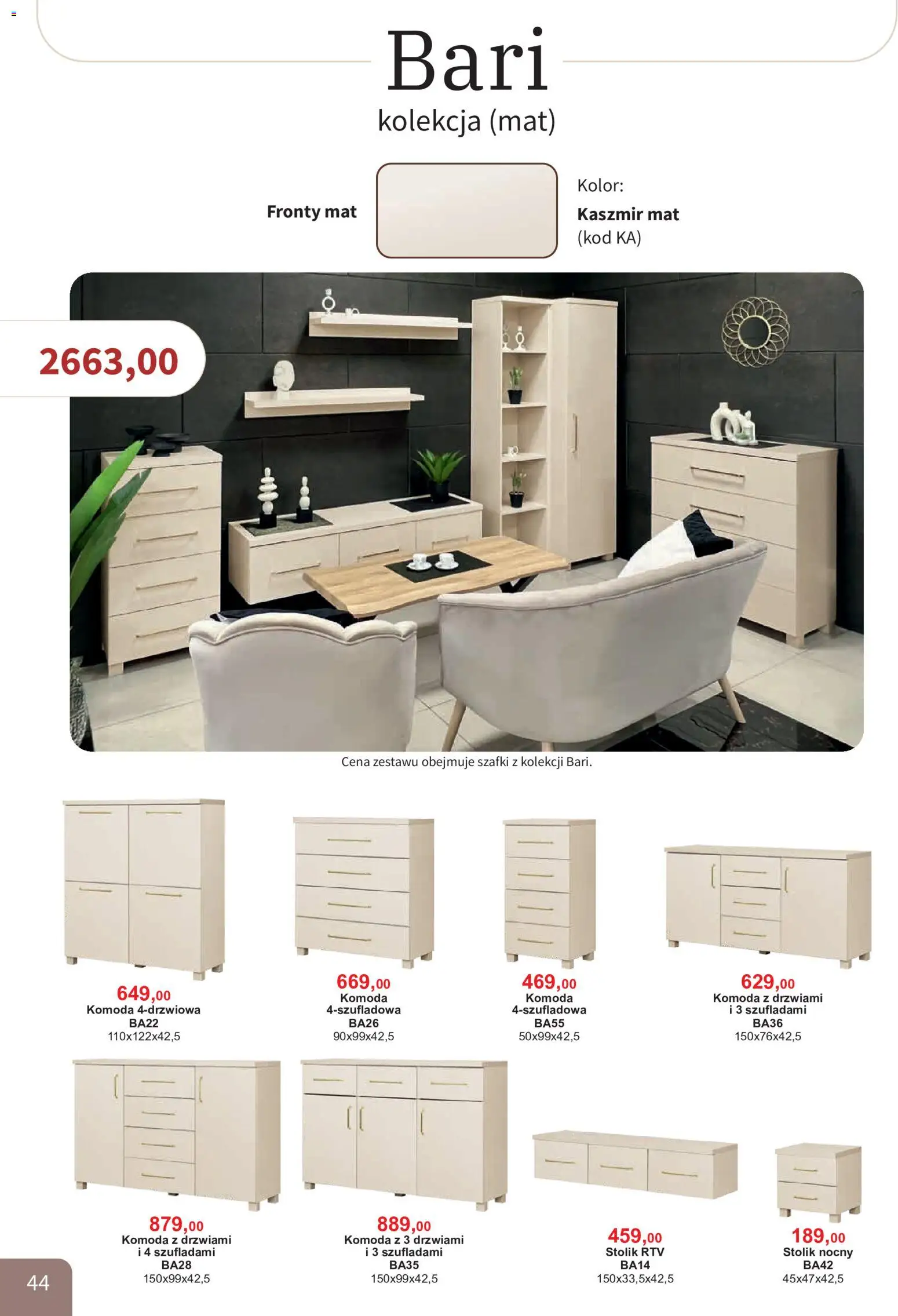 Bodzio Katalog od 01.08.2026 | Strona: 44 | Produkty: Komoda, Stolik nocny