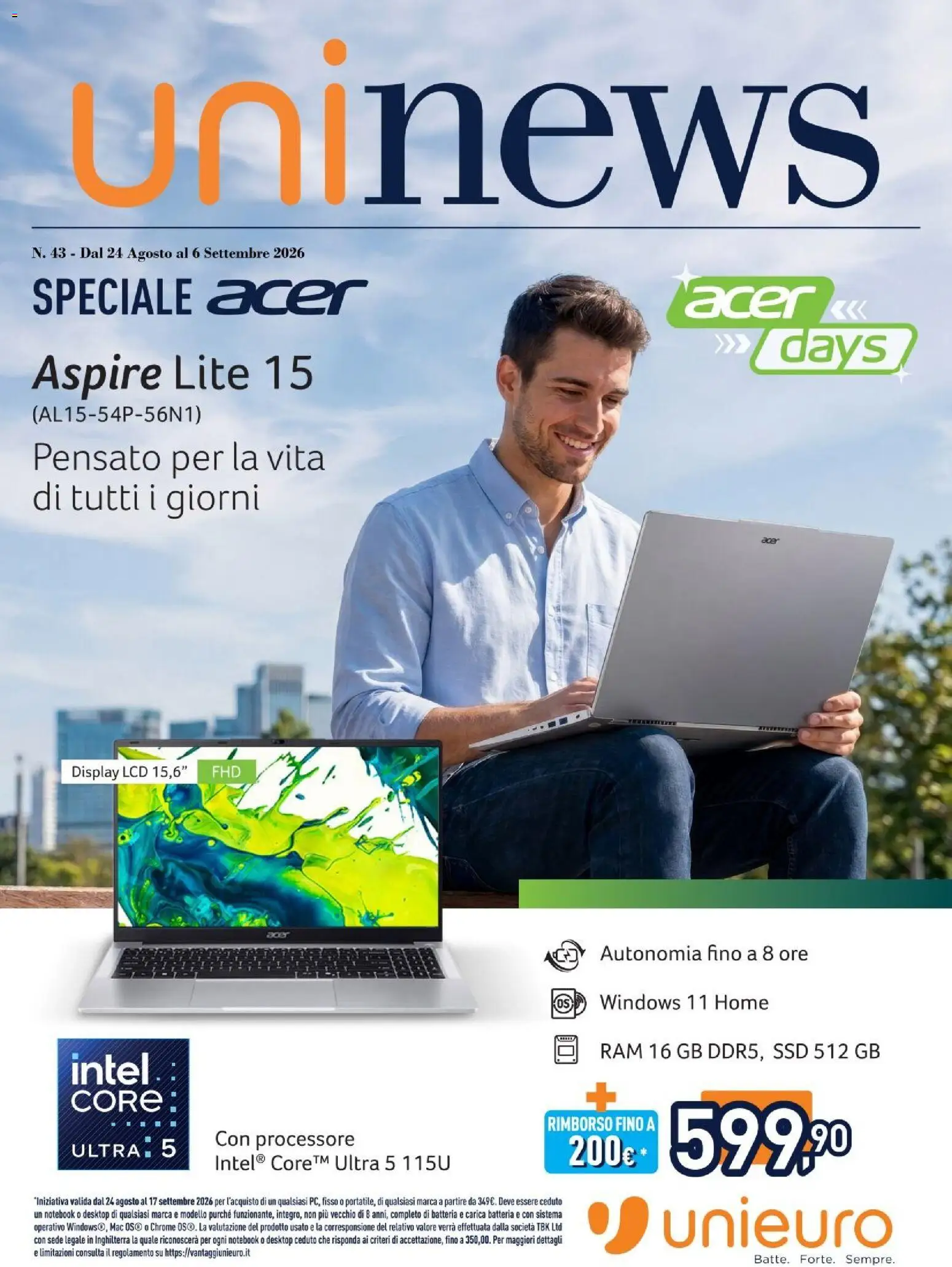 Volantino Unieuro del 24/08/2026 | Pagina: 1 | Prodotti: Notebook, Batteria