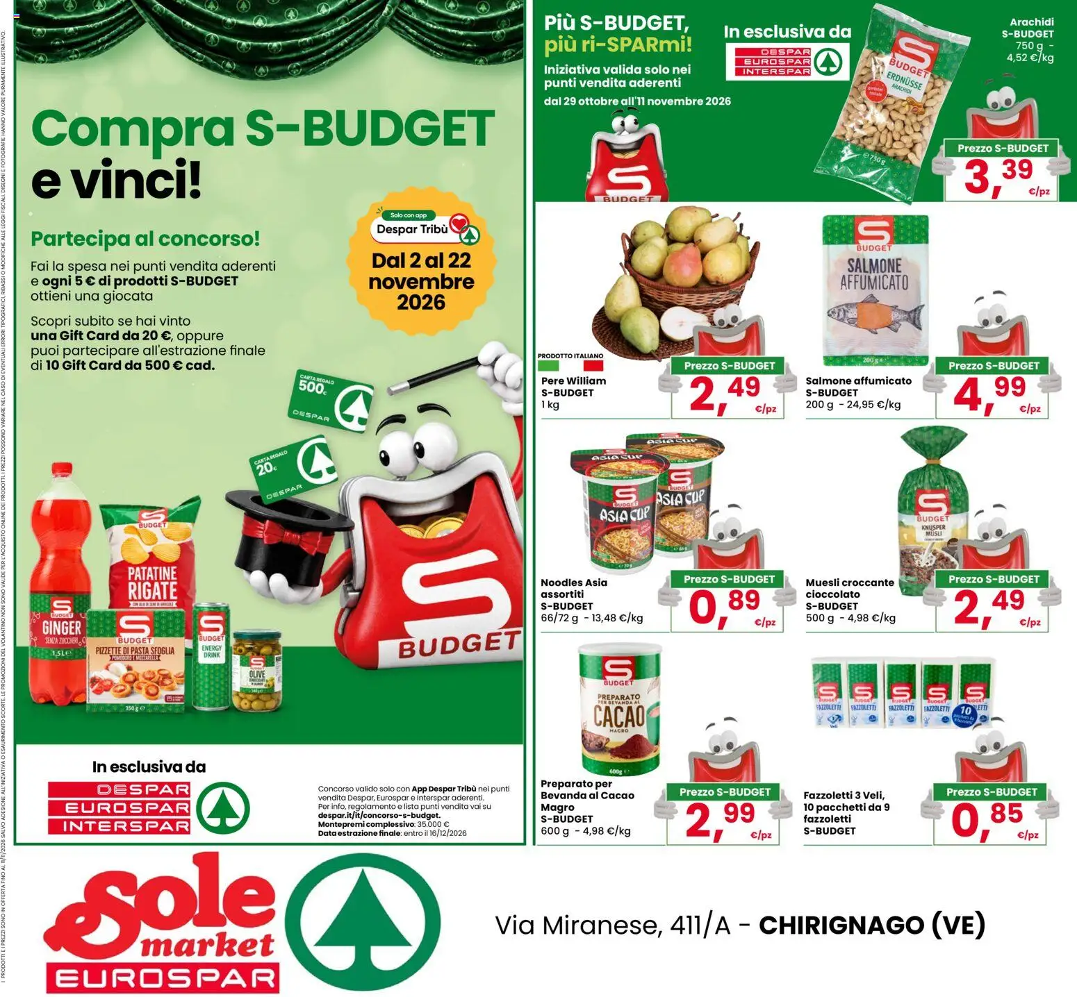 Volantino Eurospar del 29/10/2026 | Pagina: 24 | Prodotti: Pasta sfoglia, Olive, Pasta, Cacao