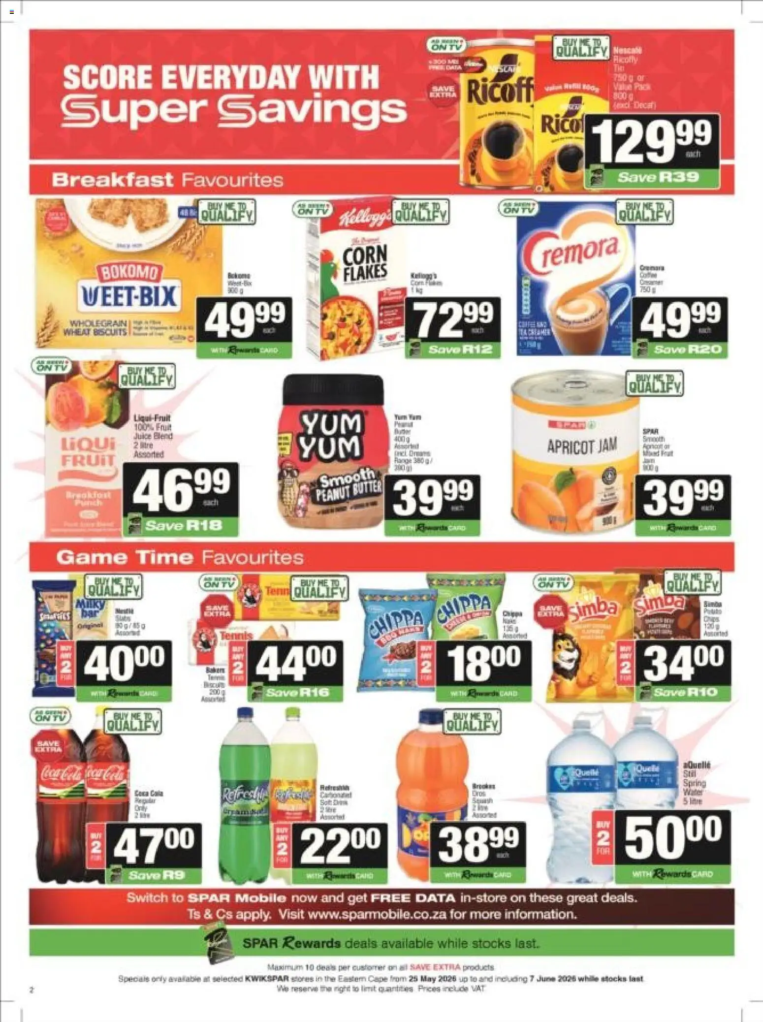New KWIKSPAR catalogue – valid from 25.05.2026 | Page: 2 | Products: Jam, TV, Biscuits, Switch