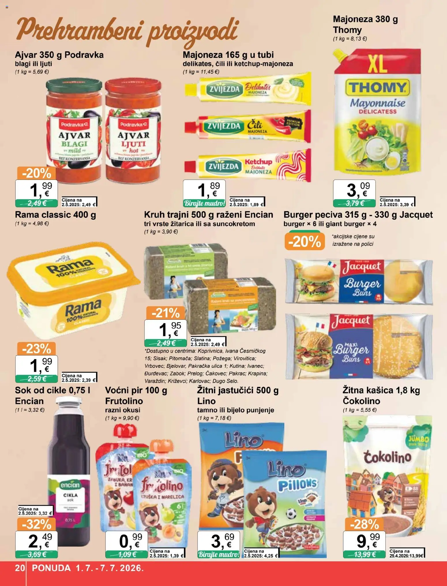 KTC katalog | vrijedi od 01.07.2026 | Stranica: 20 | Proizvodi: Sok, Majoneza, Čili, Čokolino