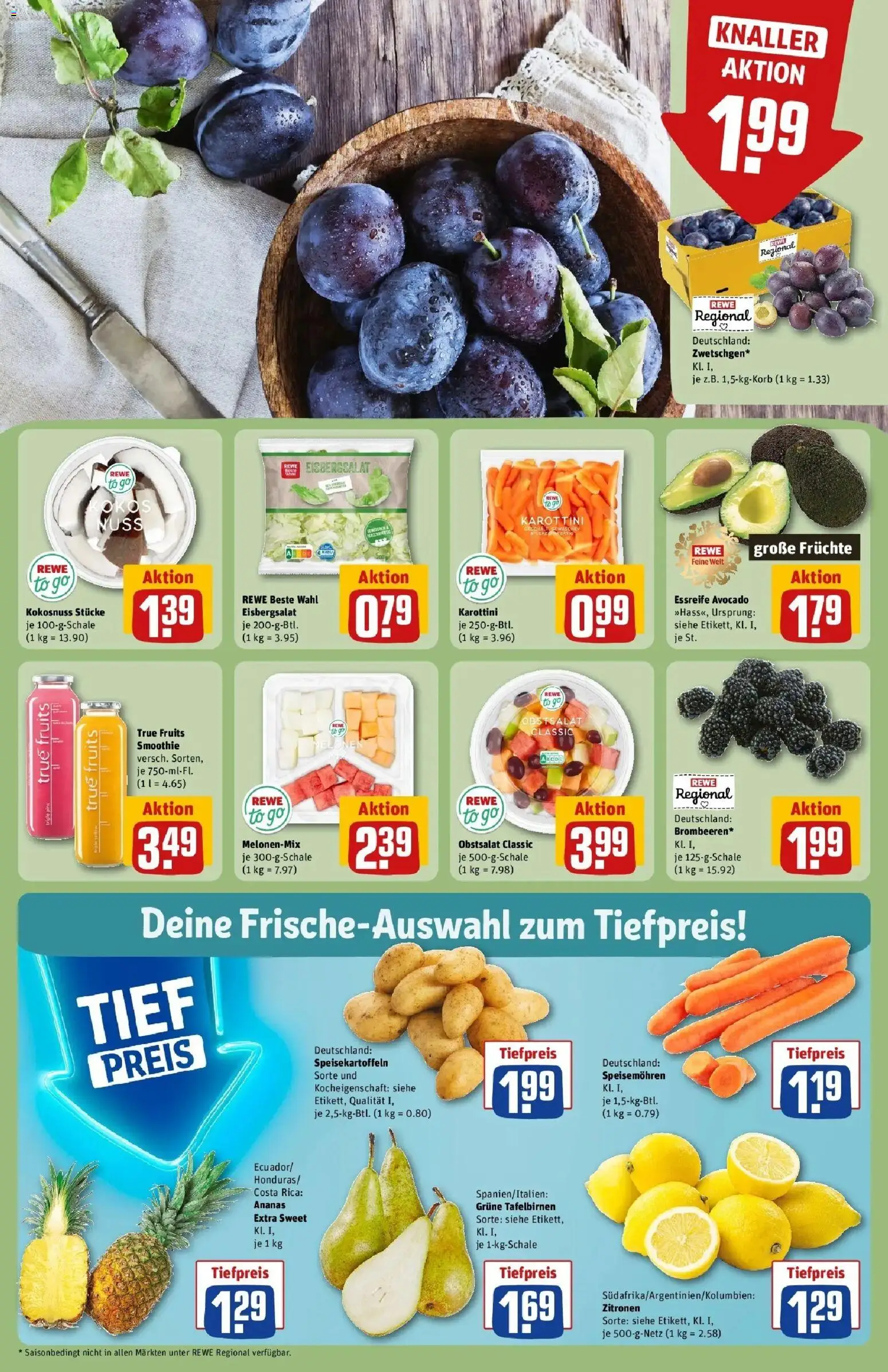 REWE Prospekt ab 17.08.2026 zum Blättern » Angebote | Seite: 8 | Produkte: Ananas, Eisbergsalat, Avocado, Zitronen