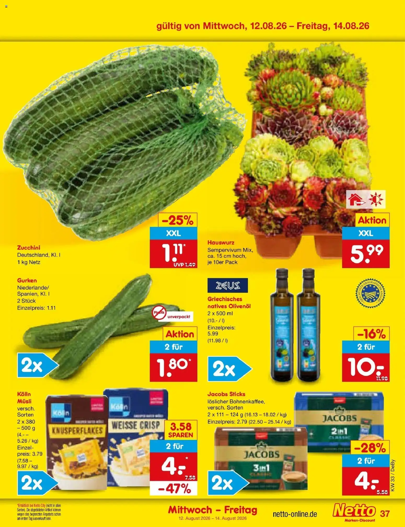 Netto Marken-Discount Prospekt Buttenwiesen – gültig ab 10.08.2026 | Seite: 51 | Produkte: Kolln, Olivenol, Zucchini, Gurken