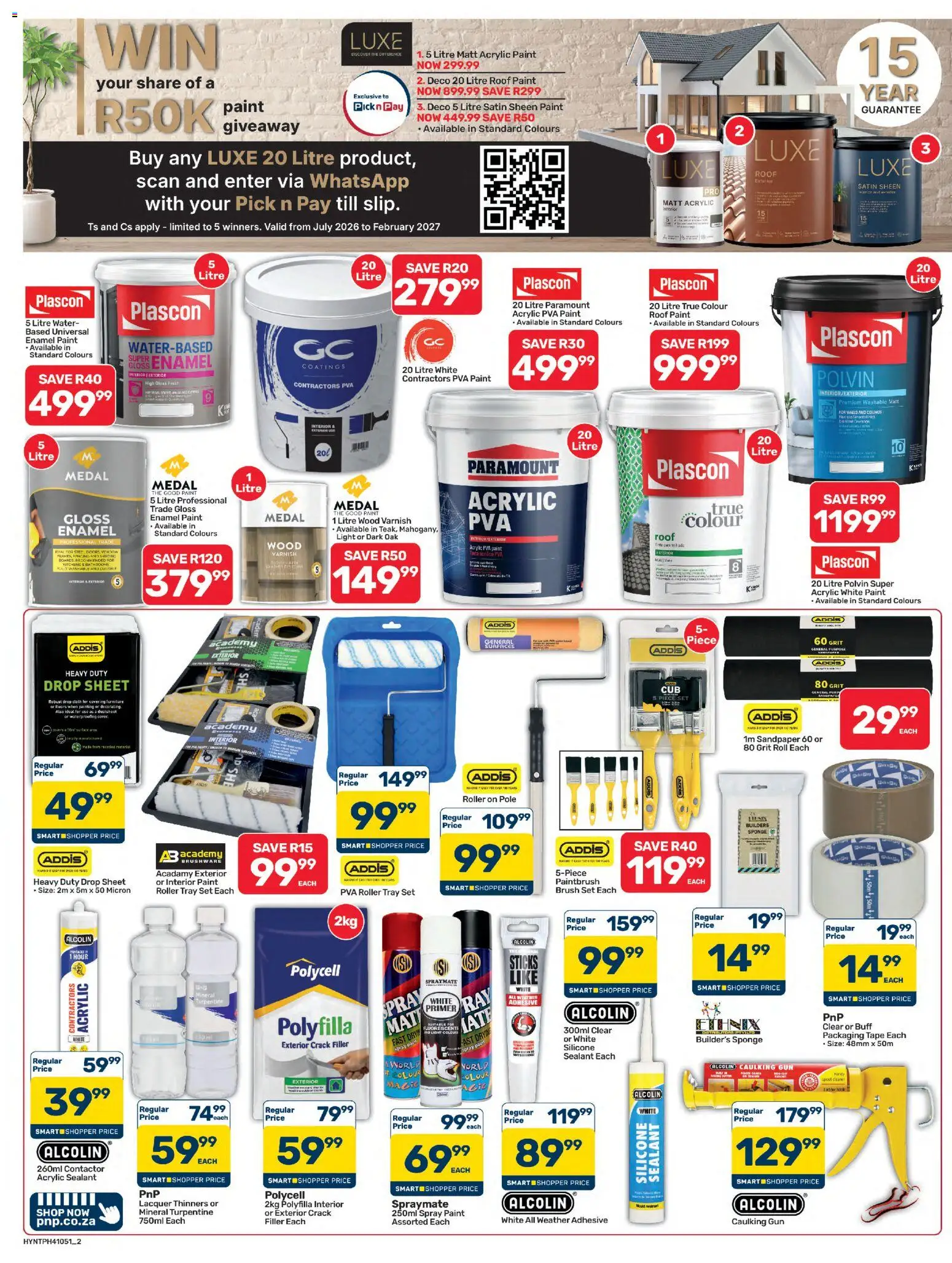 New Pick n Pay catalogue – valid from 20/07/2026 | Page: 2 | Products: Primer, Paint, Adhesive, Brush