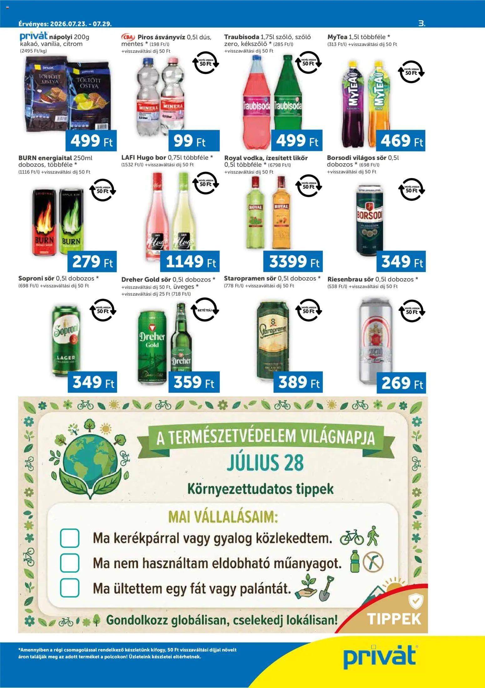 PRIVÁT akciós ujság - amely érvényes a következő dátumtól: 2026.07.23. | Oldal: 3 | Termékek: Szőlő, Energiaital, Bor, Só