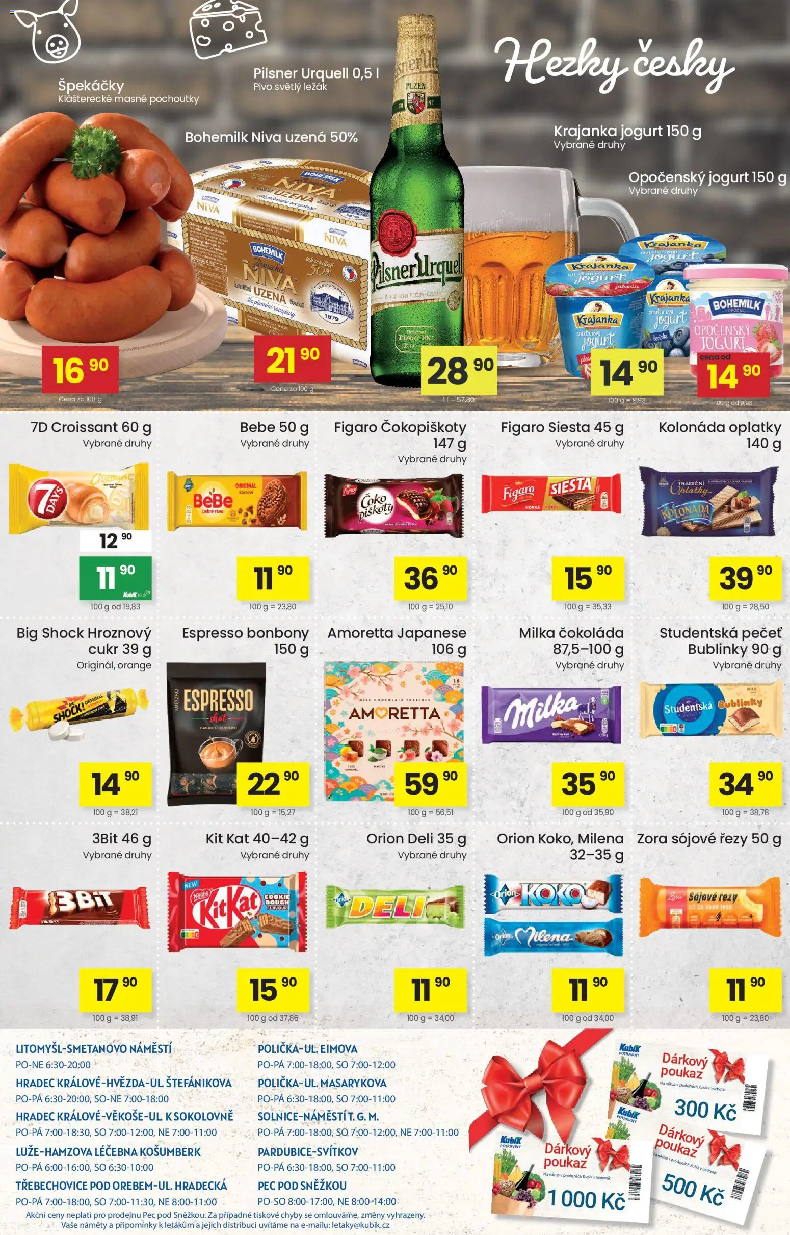 Kubík leták od 08.09.2026 | Strana: 4 | Produkty: Opočenský jogurt, Špekáčky, Studentská pečeť, Pec