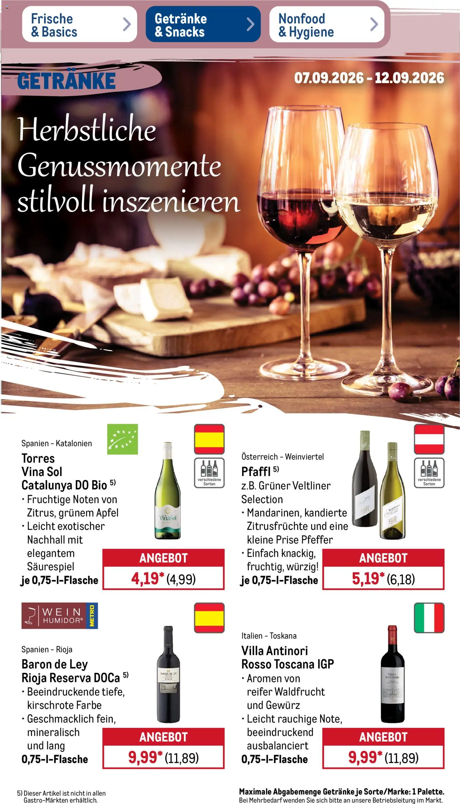 Metro NonFood-Angebote – gültig ab 07.09.2026 | Seite: 30 | Produkte: Äpfel, Pfeffer, Wein