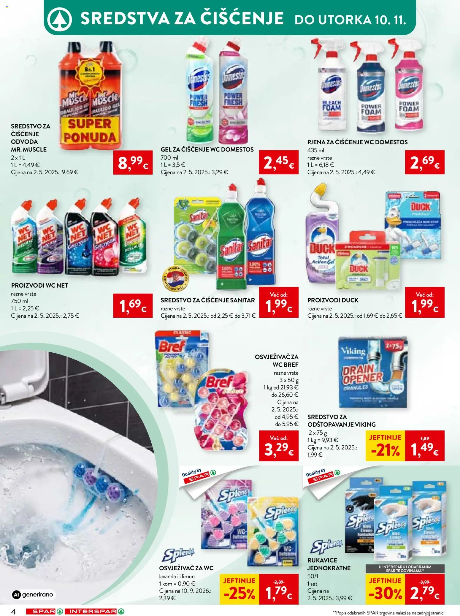 Interspar katalog | vrijedi od 28.10.2026 | Stranica: 4 | Proizvodi: Pjena, Domestos, WC Net, Lavanda