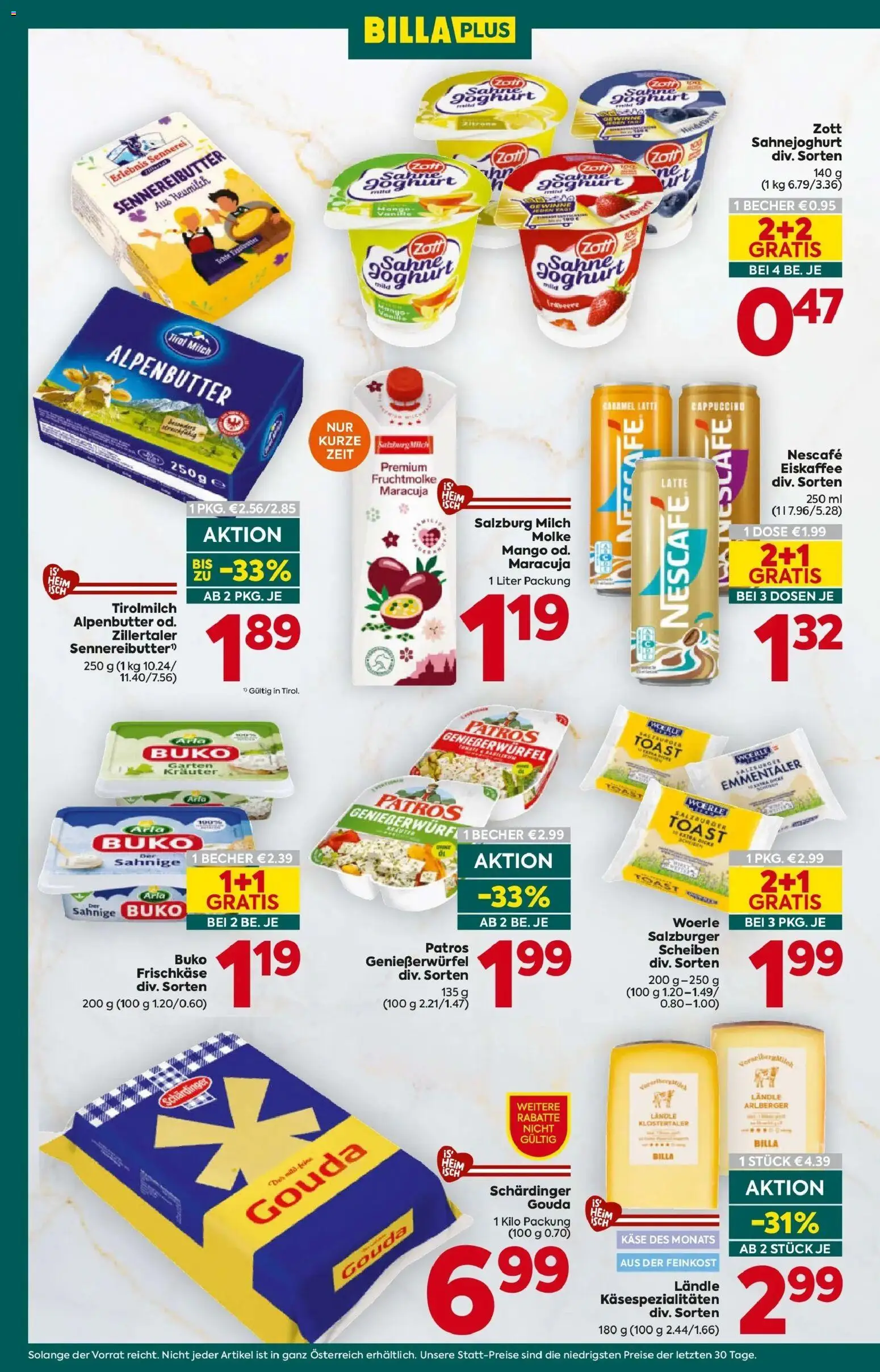 Billa Plus Flugblatt - Tirol gültig ab 13.08.2026 | Seite: 10 | Produkte: Mango, Eiskaffee, Käse, Joghurt