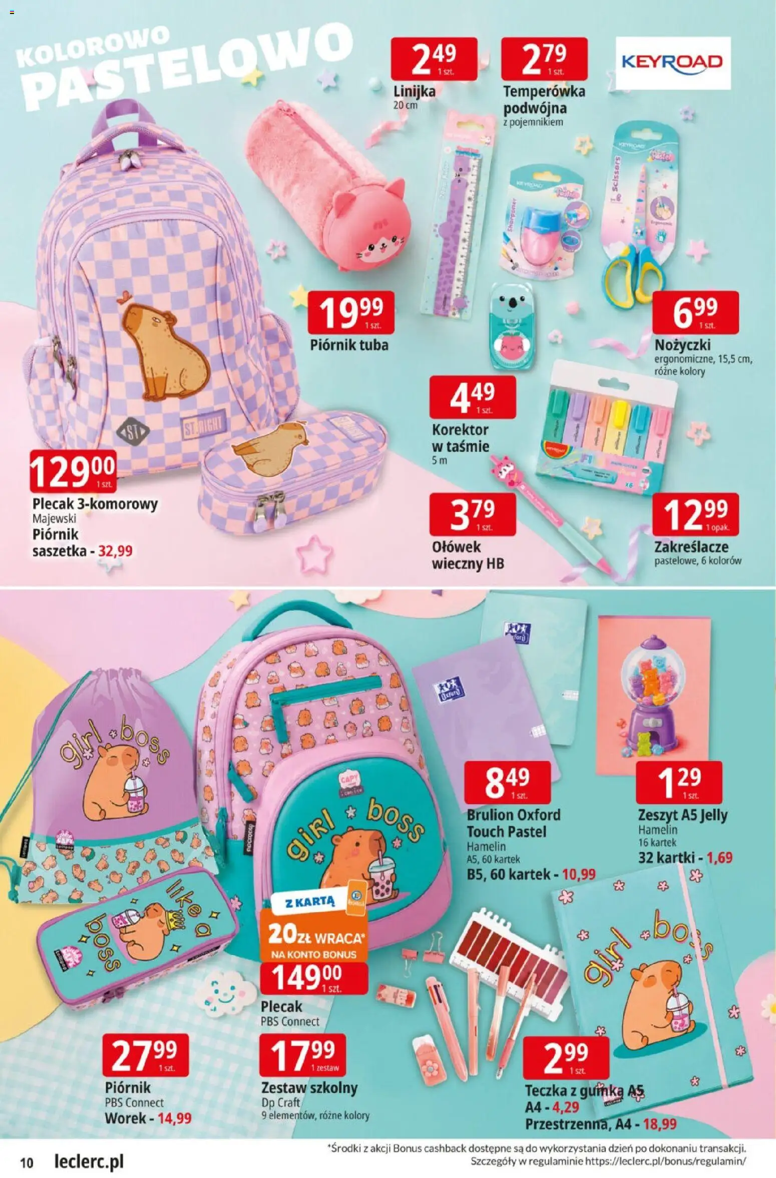 E.Leclerc gazetka od 11.08.2026 | Strona: 10 | Produkty: Karta, Plecak, Korektor, Piórnik